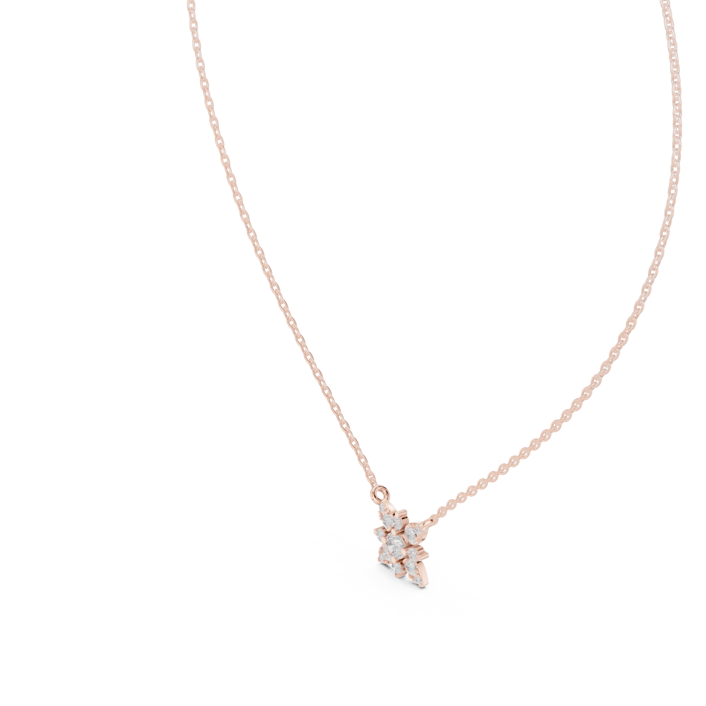 Round Lab Diamond Studded Flower Pendant
