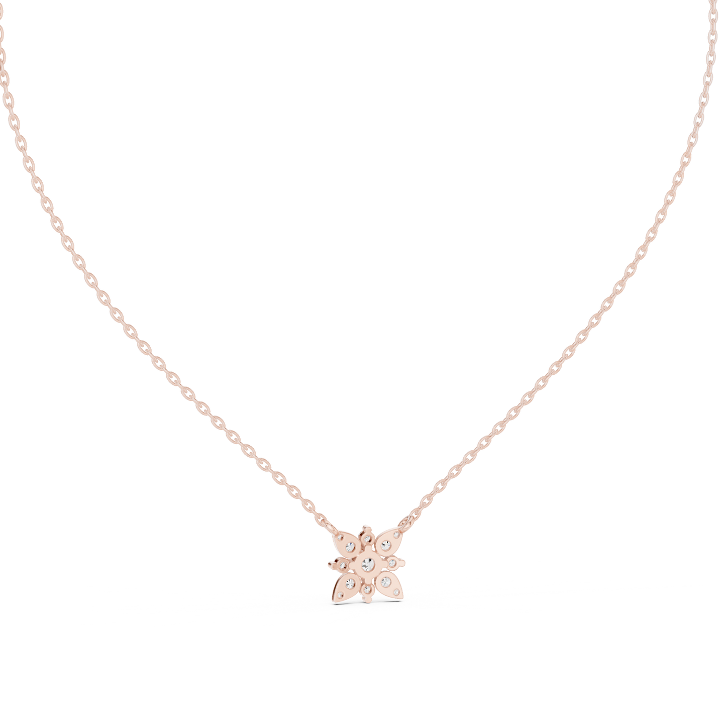 Round Lab Diamond Studded Flower Pendant