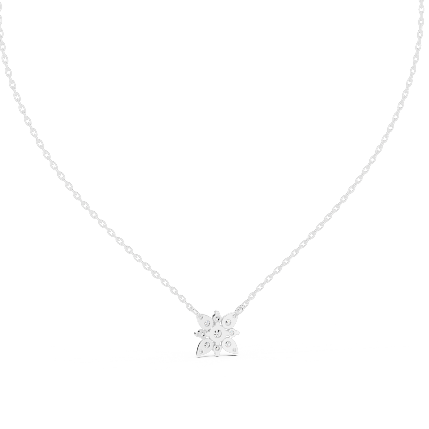 Round Lab Diamond Studded Flower Pendant