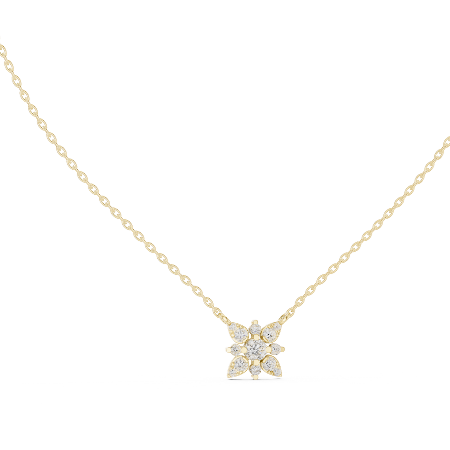 Round Lab Diamond Studded Flower Pendant
