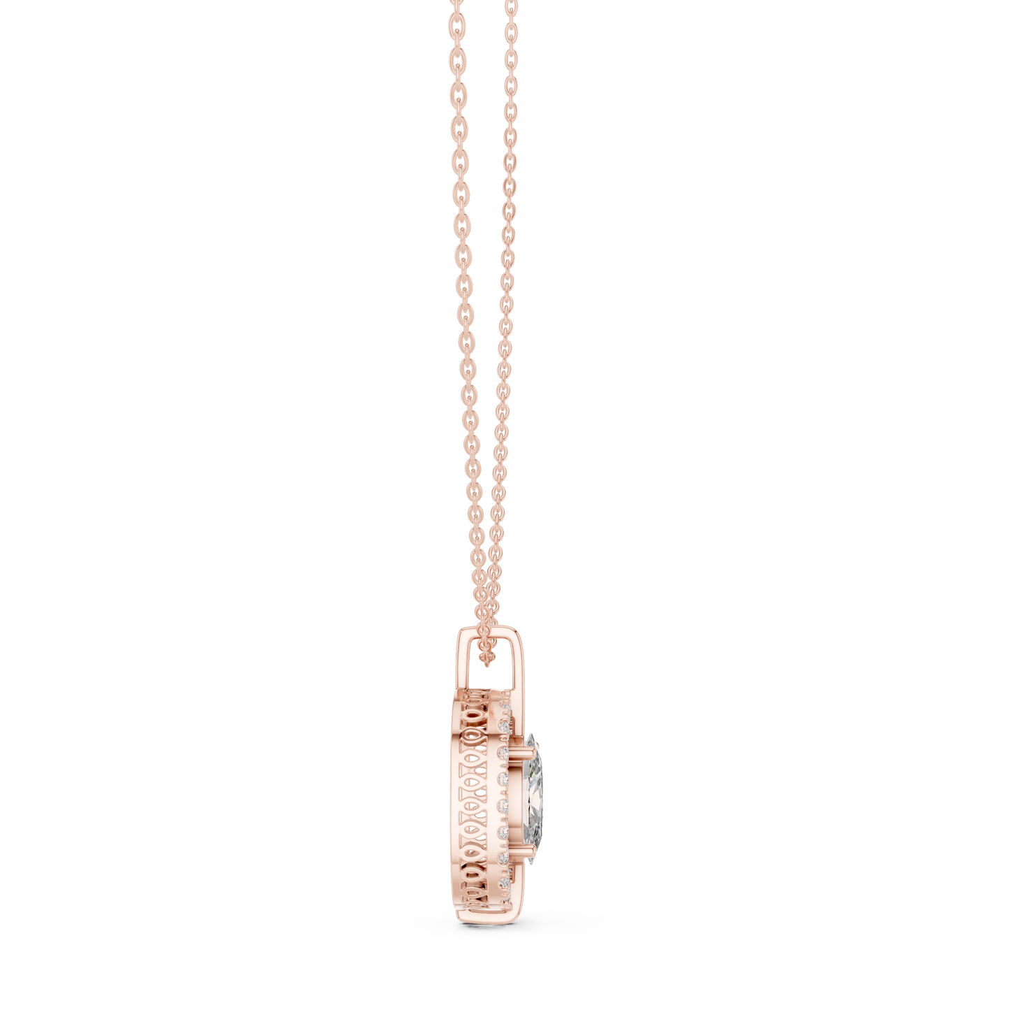 Oval Cut Lab Diamond Pendant With Halo Setting