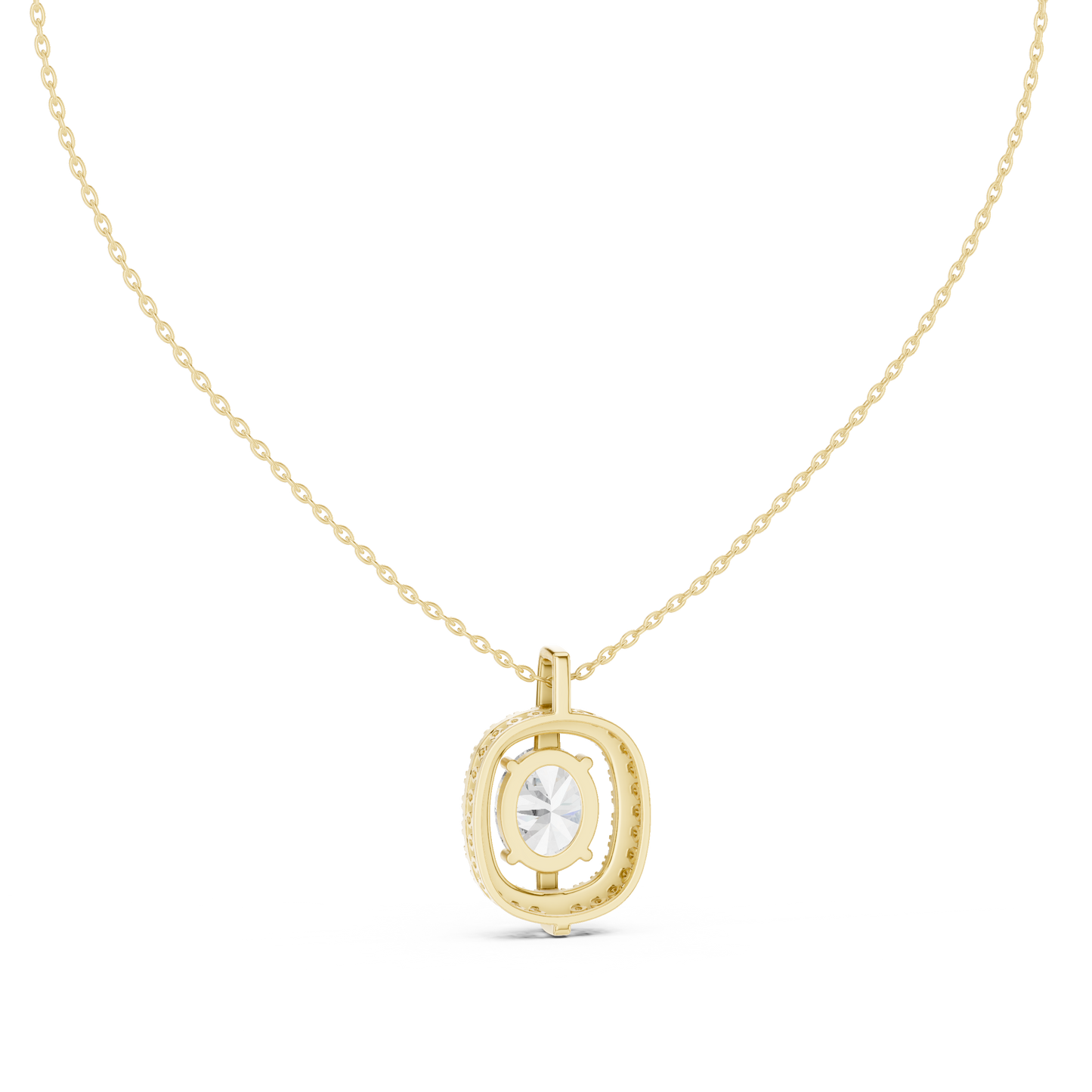 Oval Cut Lab Diamond Pendant With Halo Setting