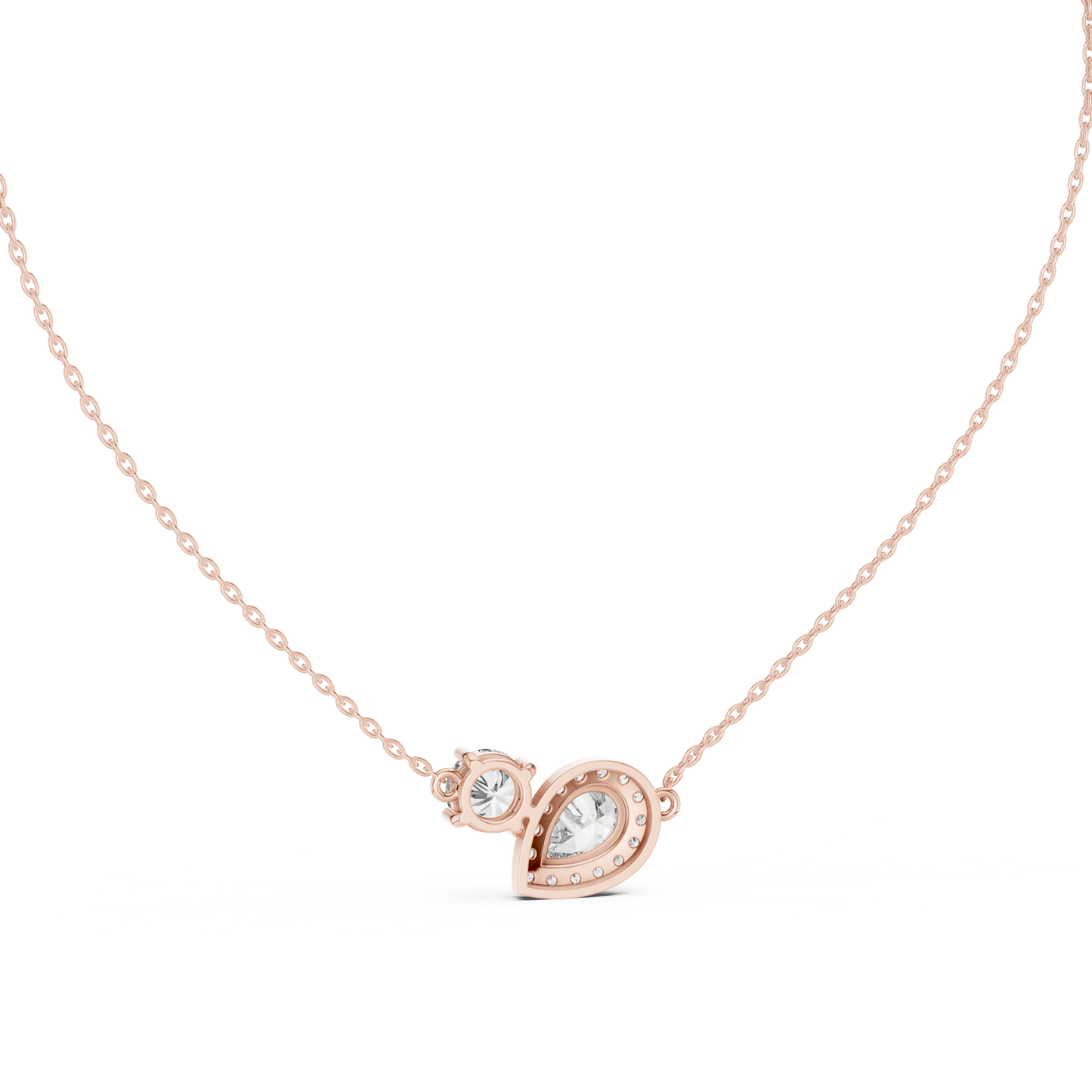 Dual Stone Lab Diamond Pendant With Halo Setting