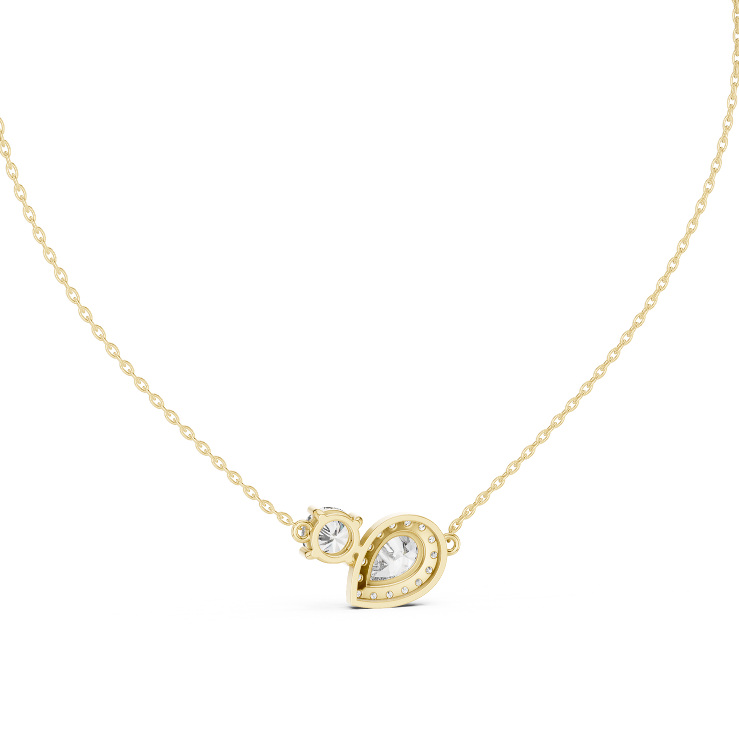 Dual Stone Lab Diamond Pendant With Halo Setting