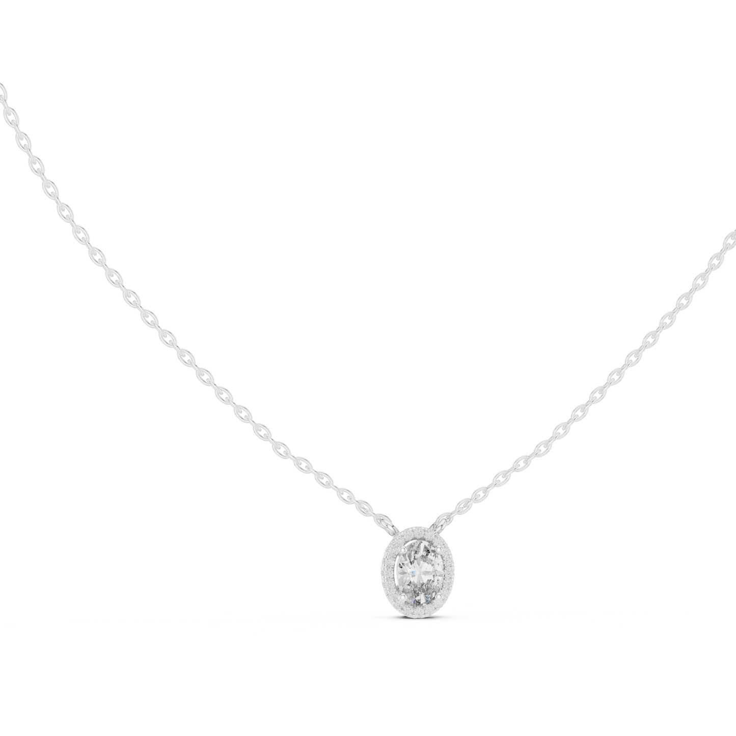 Fancy Oval Cut Halo Lab Diamond Pendant