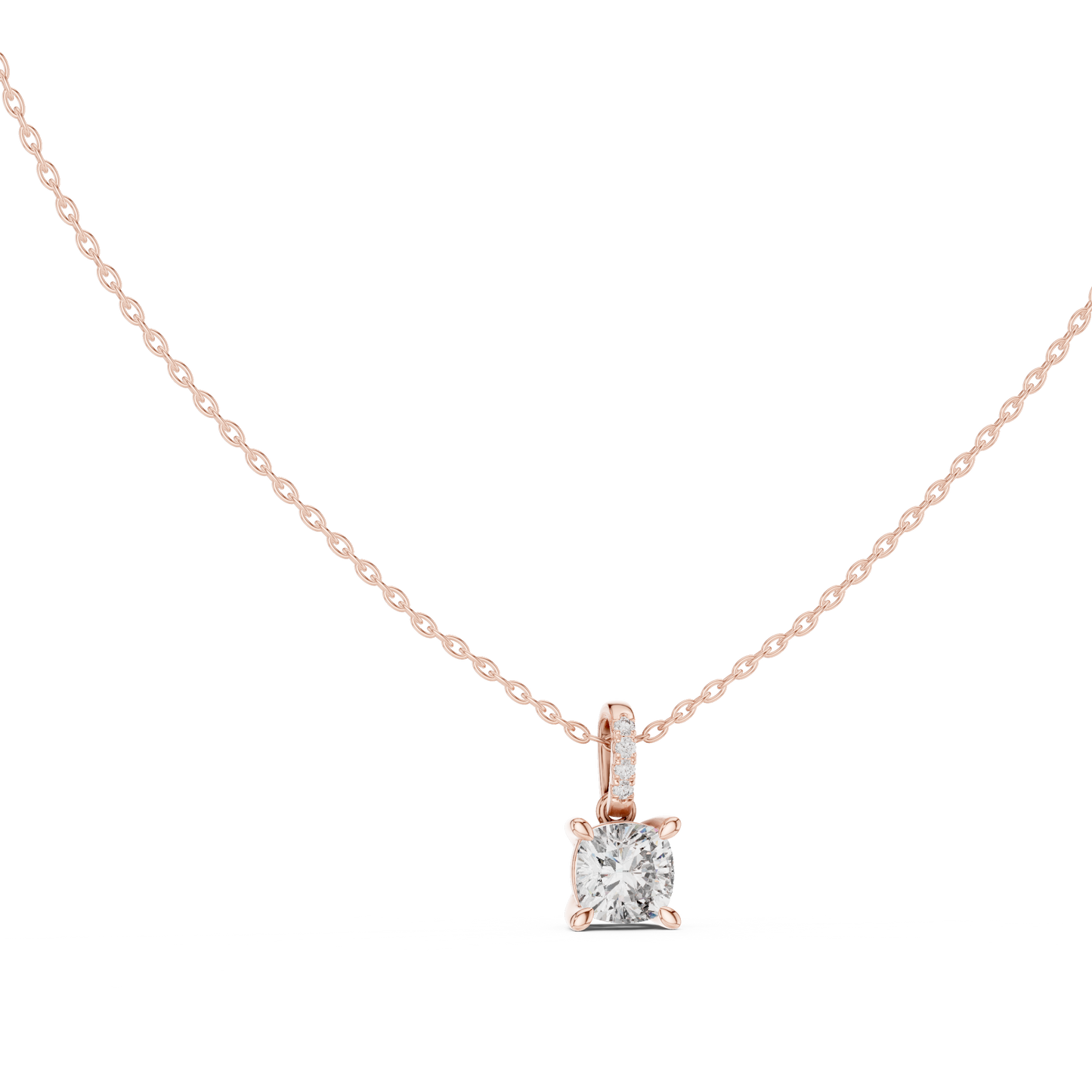 1.50 Carat Cushion Cut Solitaire Lab Diamond Pendant