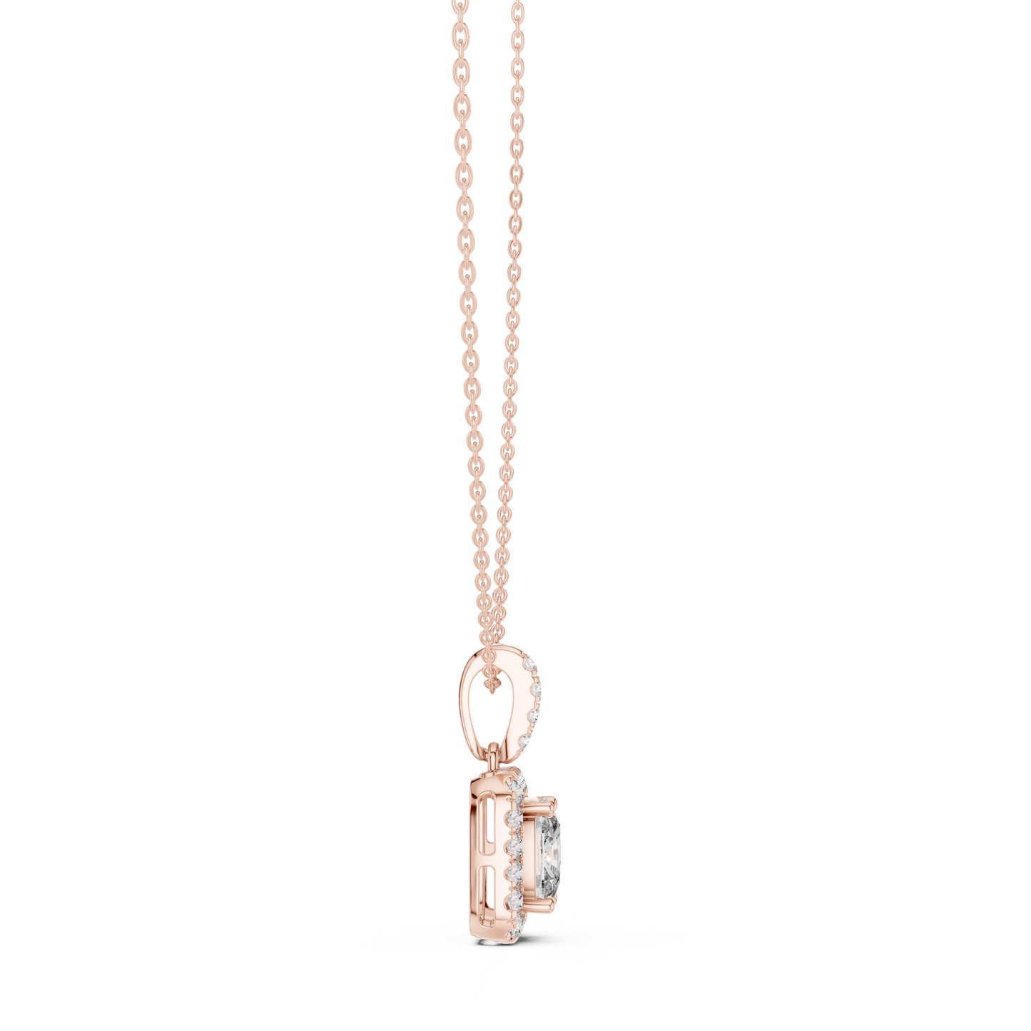 3 Carat Cushion Lab Diamond Halo Pendant