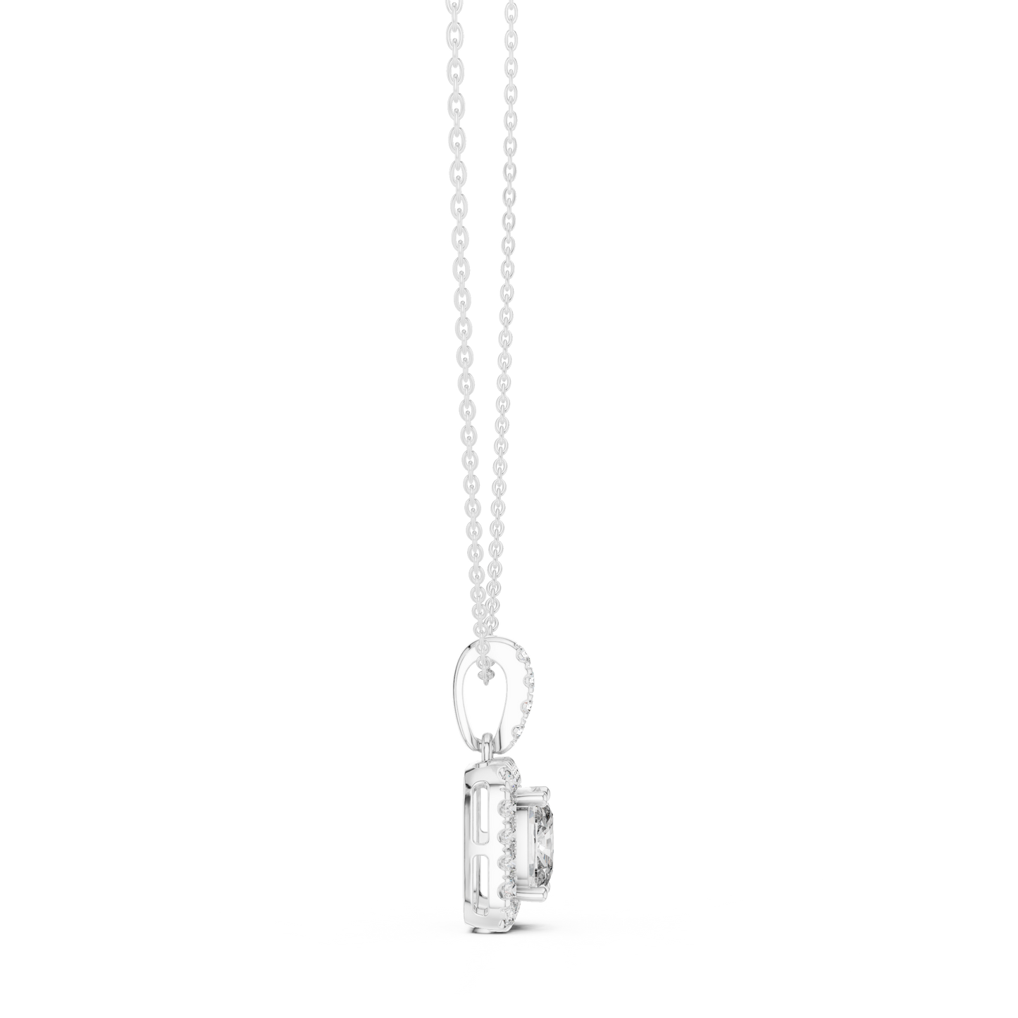 3 Carat Cushion Lab Diamond Halo Pendant