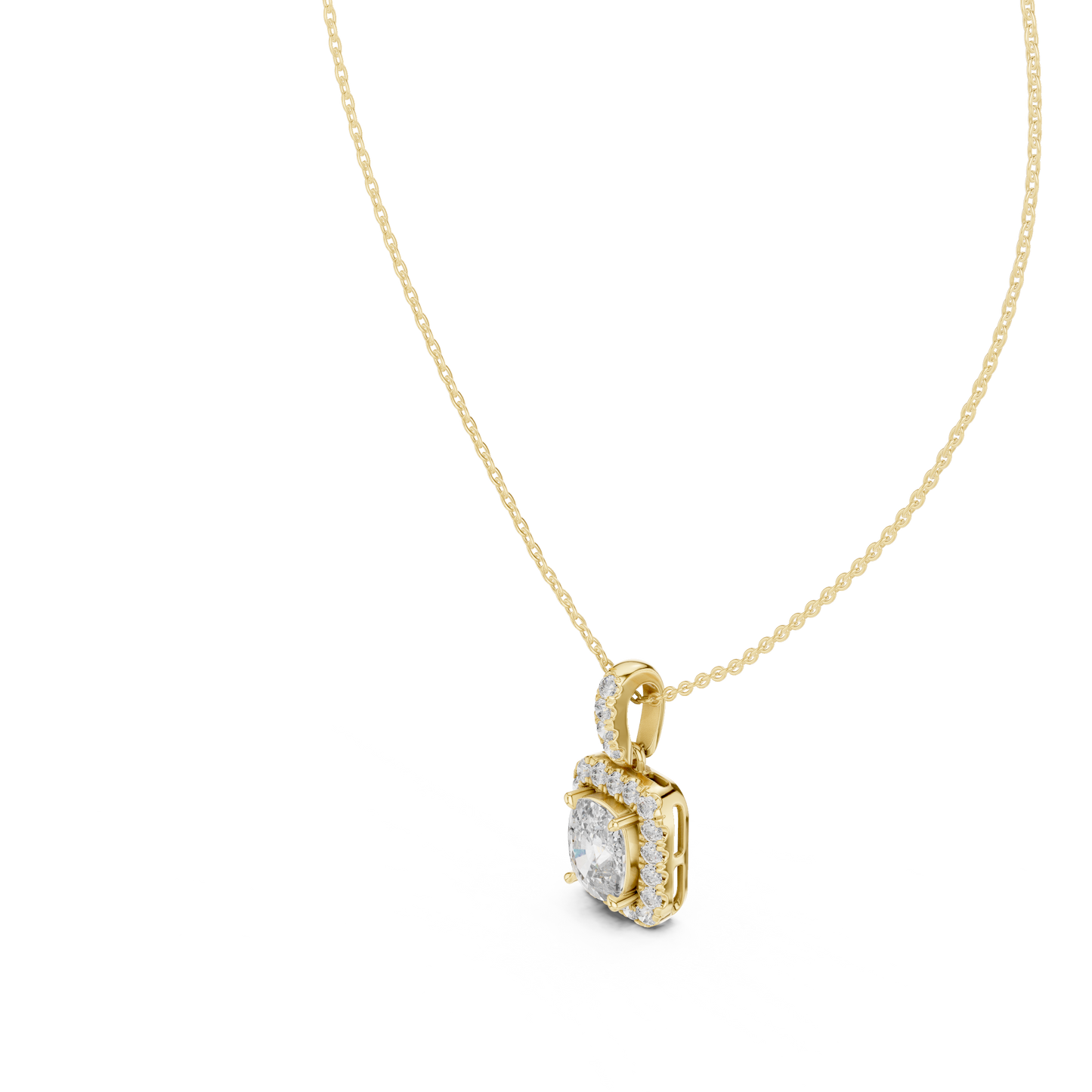 3 Carat Cushion Lab Diamond Halo Pendant