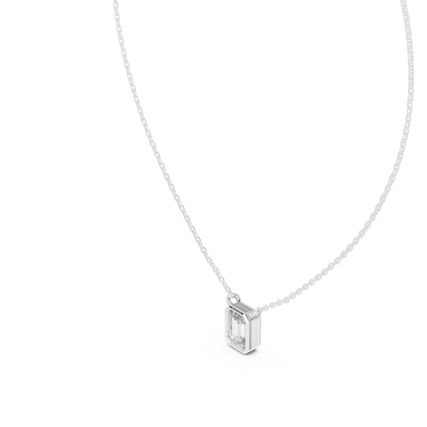 Bezel Set Emerald lab Diamond Solitaire Pendant