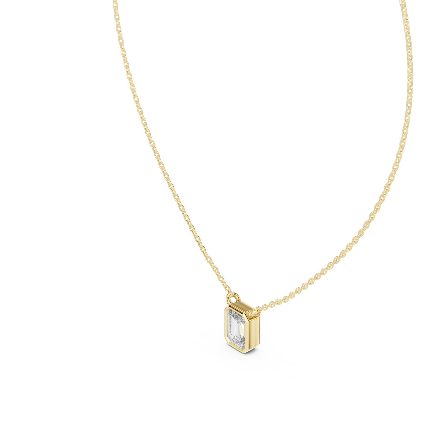 Bezel Set Emerald lab Diamond Solitaire Pendant