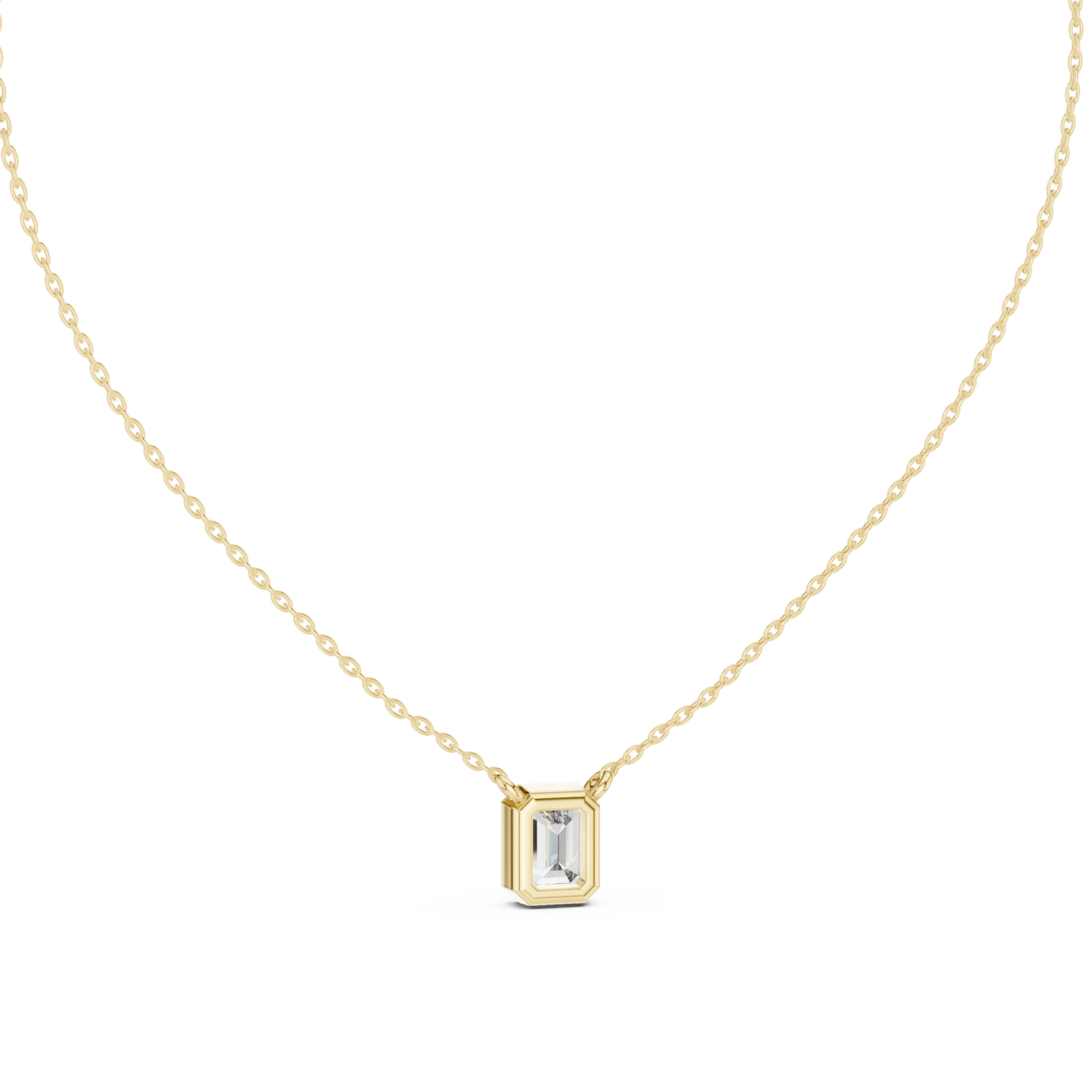Bezel Set Emerald lab Diamond Solitaire Pendant