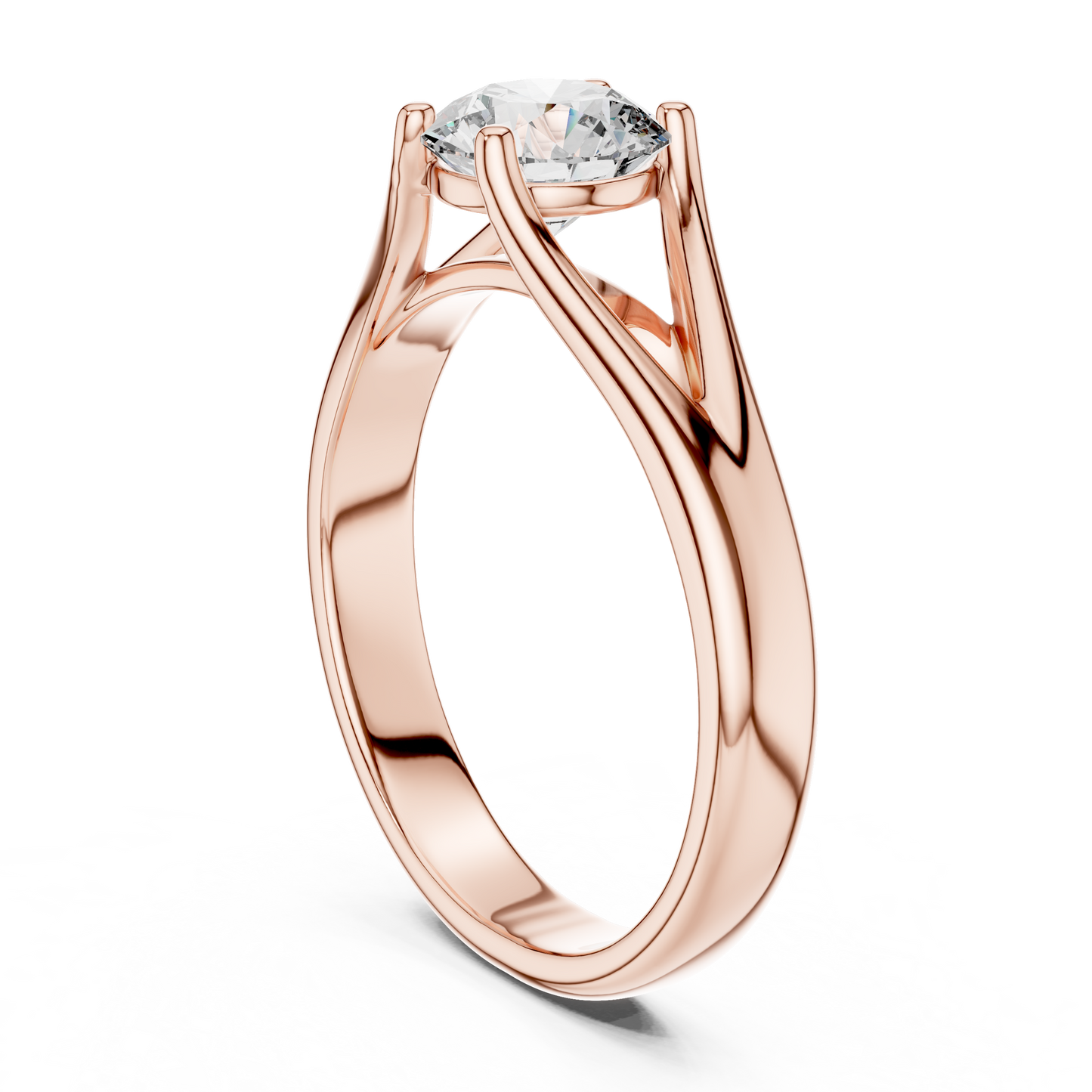 Round Cut Lab Diamond Split Shank Solitaire Ring