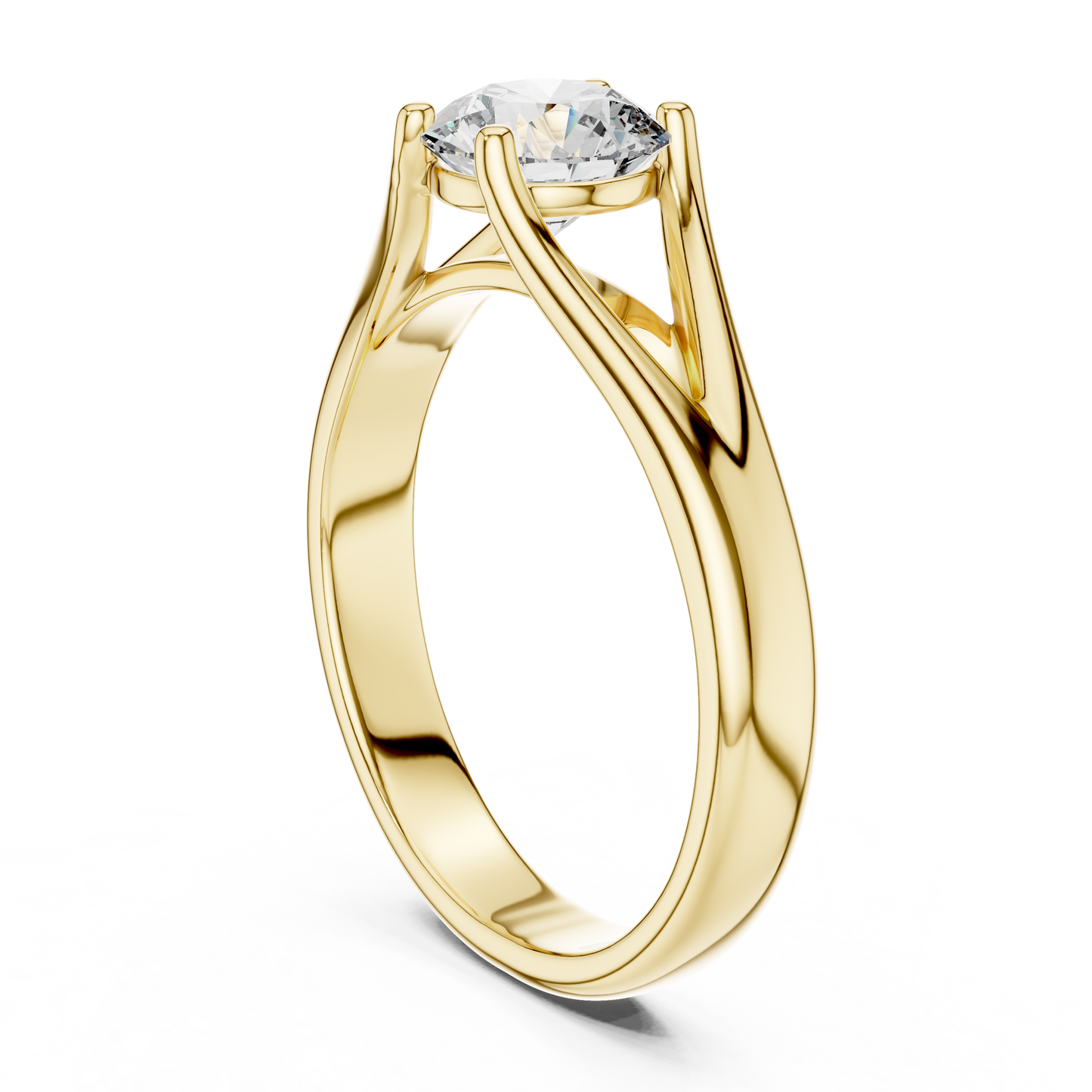 Round Cut Lab Diamond Split Shank Solitaire Ring