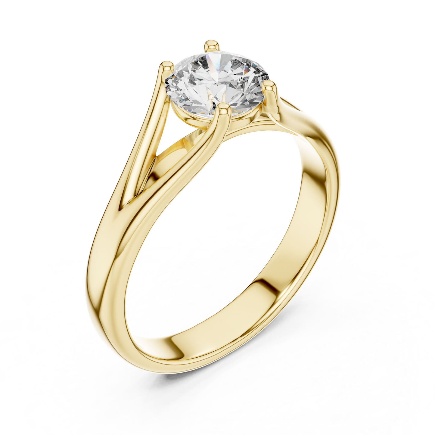 Round Cut Lab Diamond Split Shank Solitaire Ring