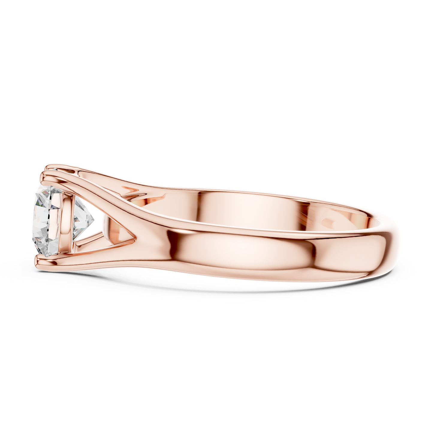 Round Cut Lab Diamond Split Shank Solitaire Ring