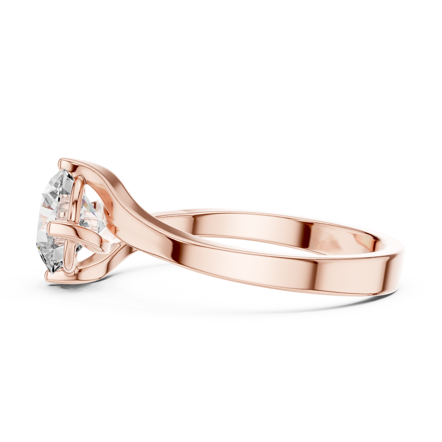 Round Cut Lab Diamond Bypass Engagement Ring