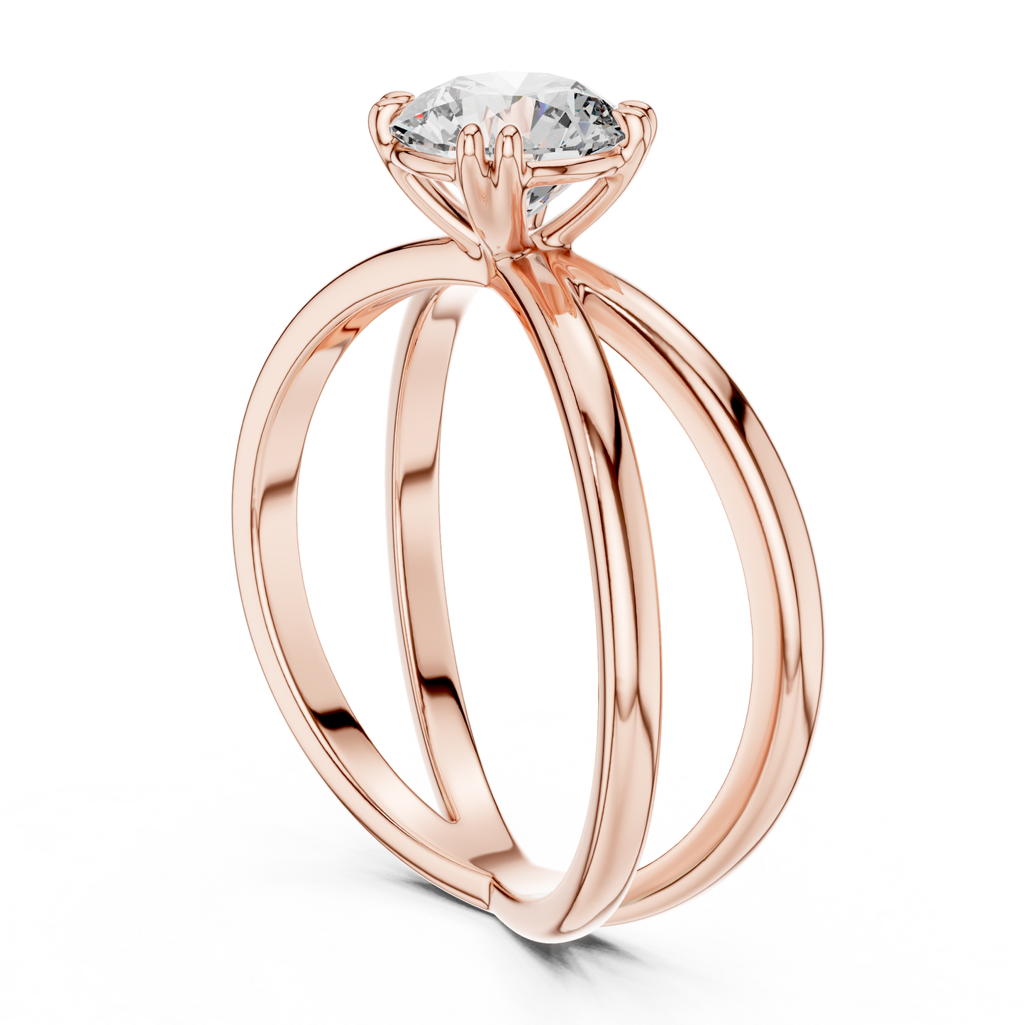1 Carat Round Diamond Split Shank Engagement Ring