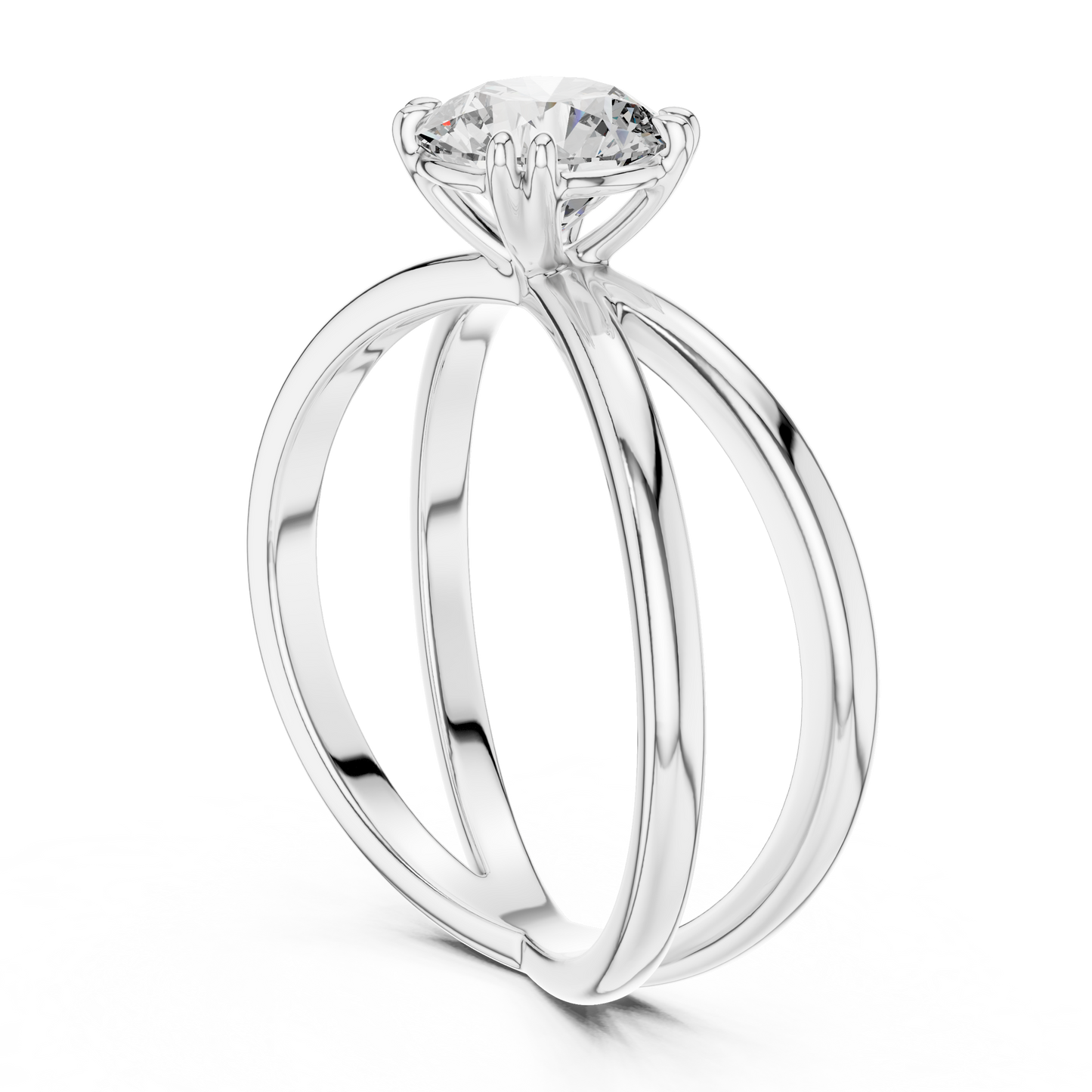 1 Carat Round Diamond Split Shank Engagement Ring