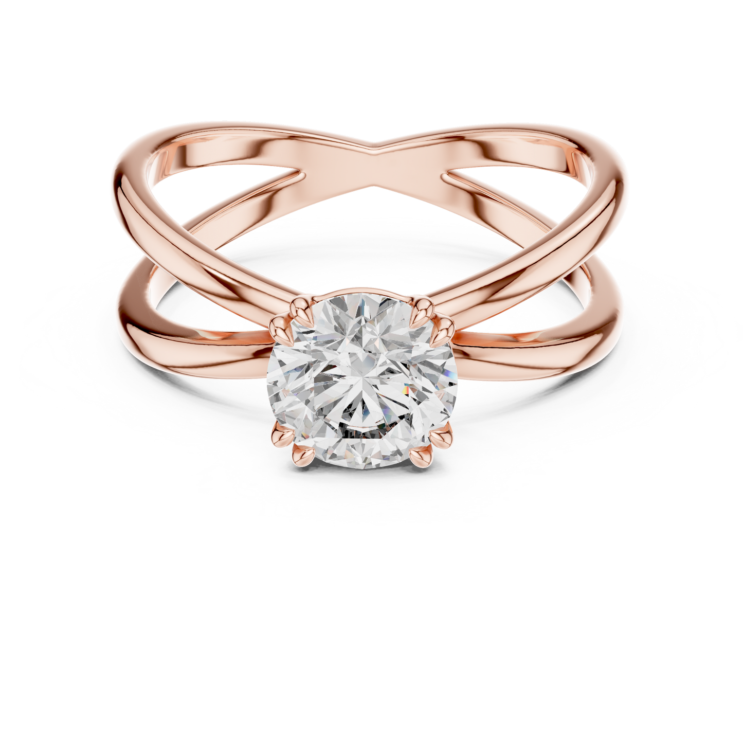 1 Carat Round Diamond Split Shank Engagement Ring