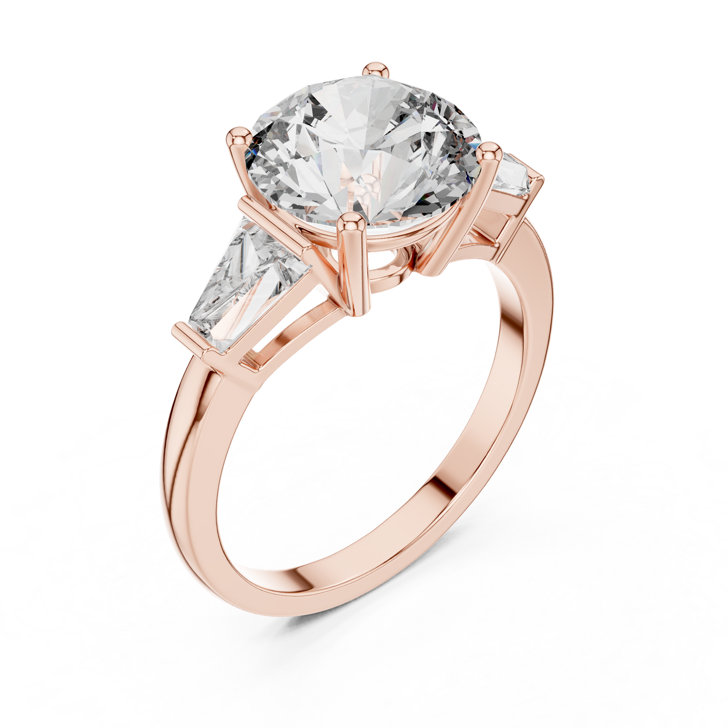 Round Cut Lab Diamond Three Stone Engagement Ring