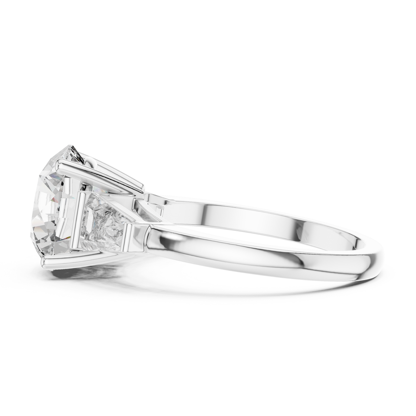 Round Cut Lab Diamond Three Stone Engagement Ring