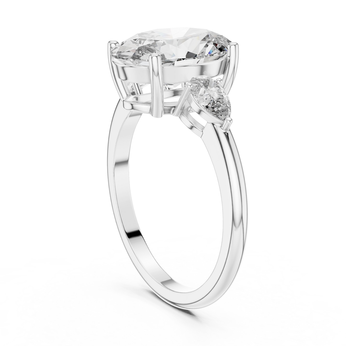 Oval Cut Lab Diamond Three Stone Engagement Ring
