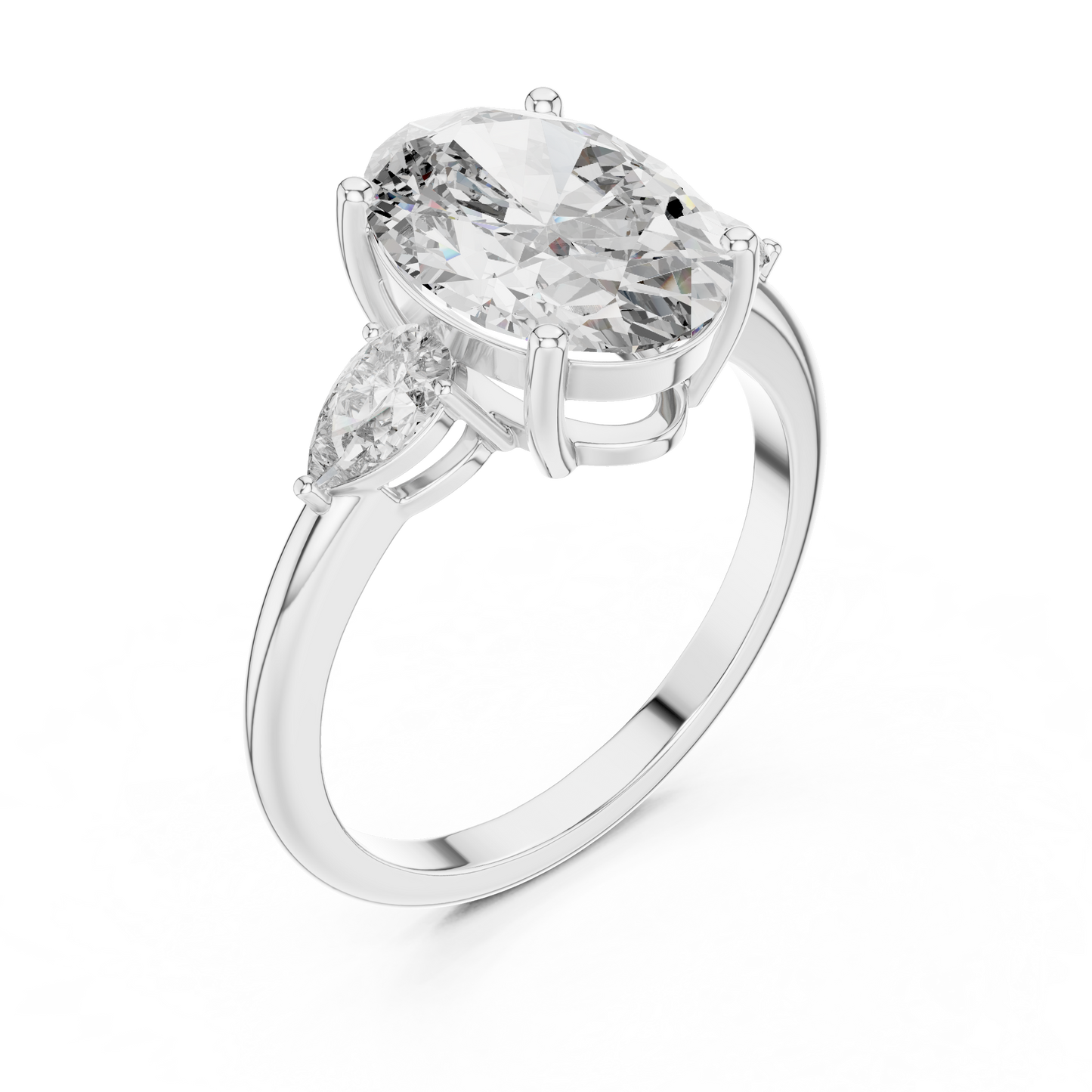 Oval Cut Lab Diamond Three Stone Engagement Ring