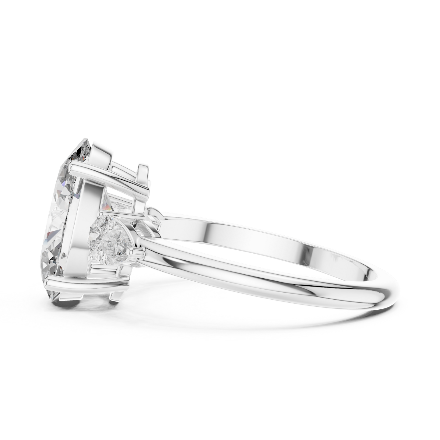 Oval Cut Lab Diamond Three Stone Engagement Ring