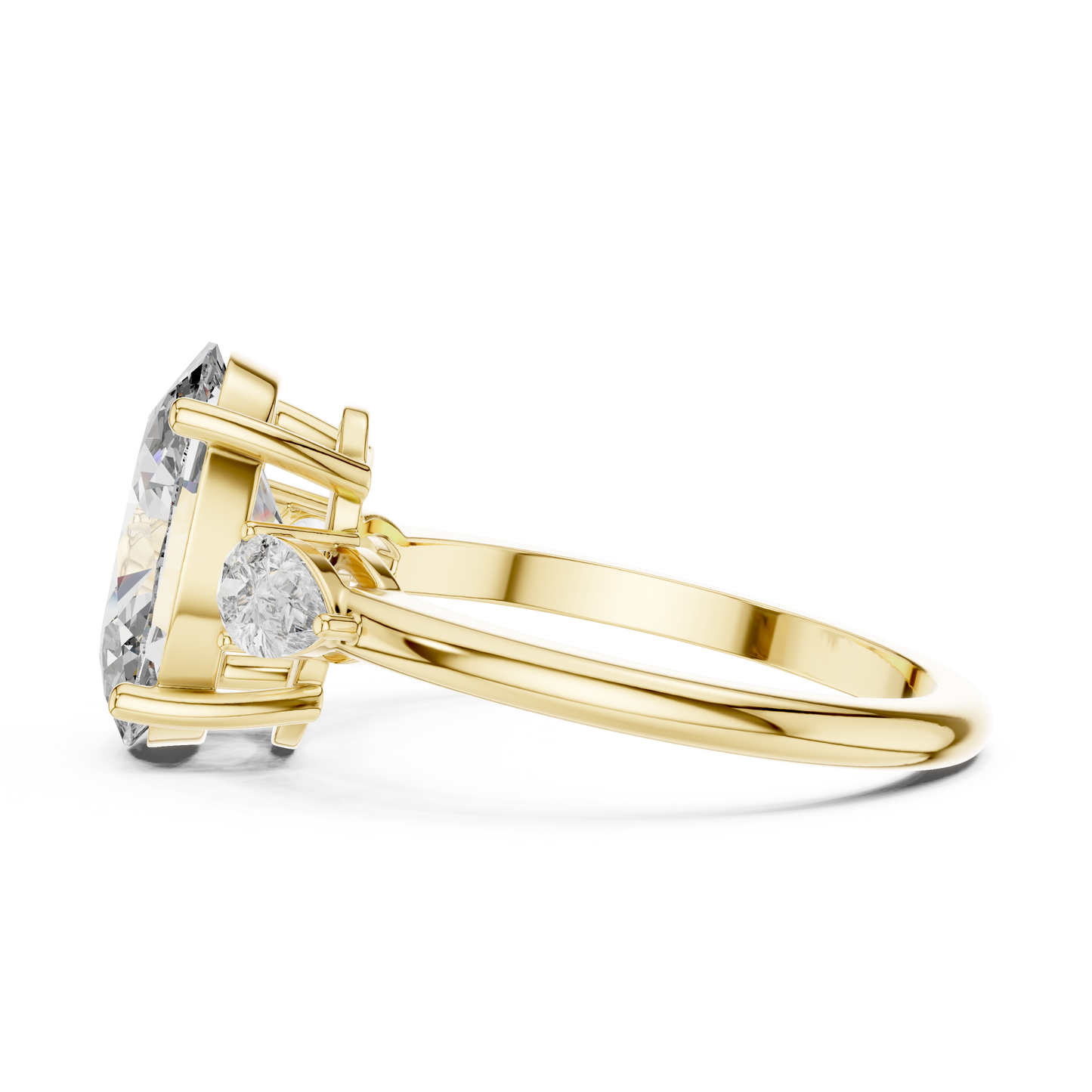 Oval Cut Lab Diamond Three Stone Engagement Ring