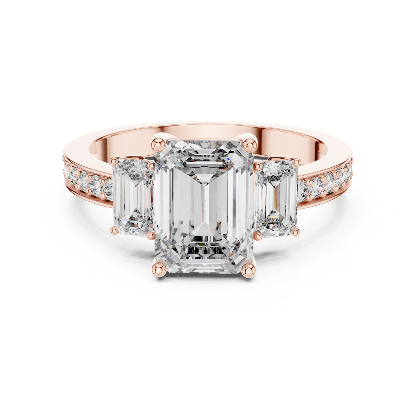 Emerald Cut Three Stone Engagement Ring