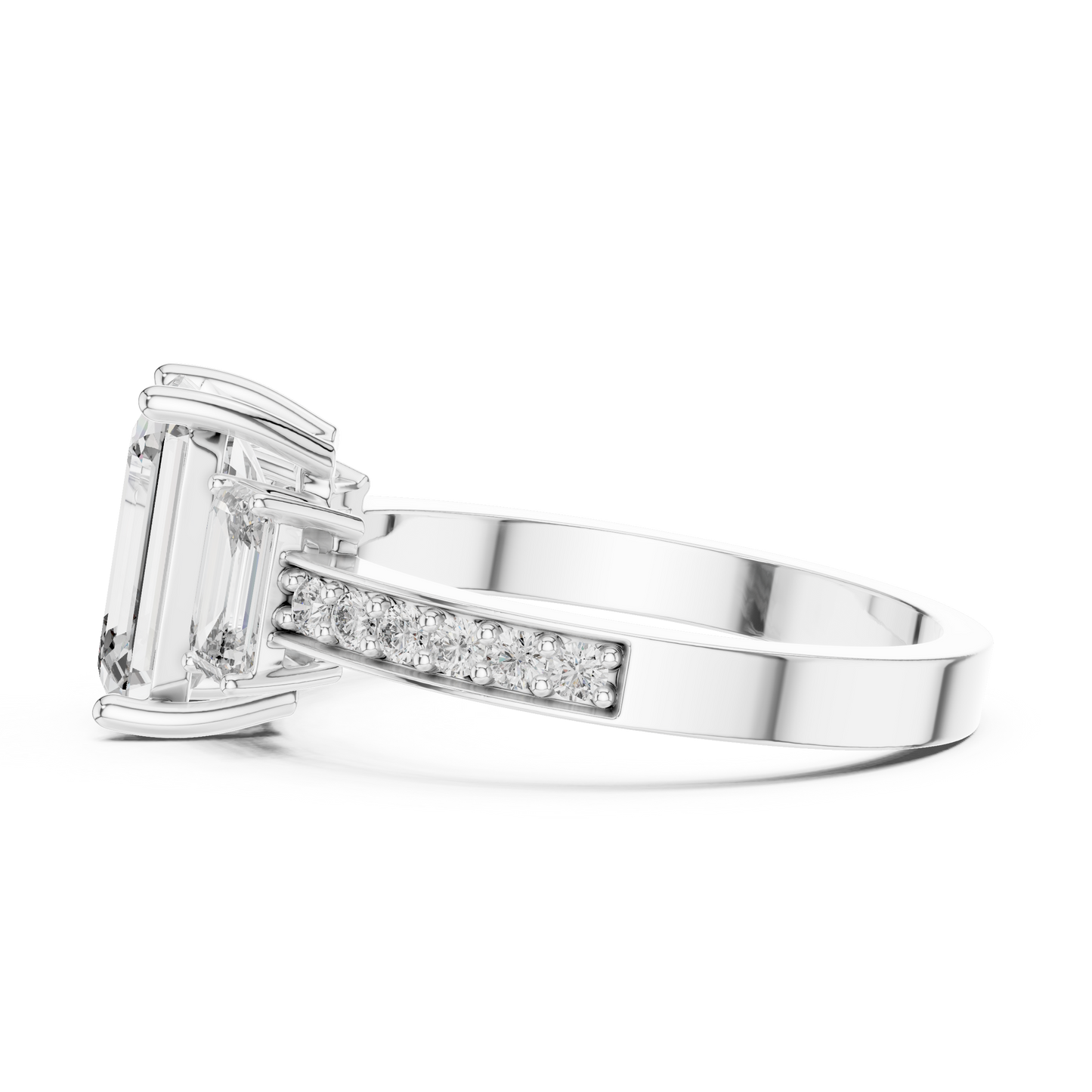 Emerald Cut Three Stone Engagement Ring