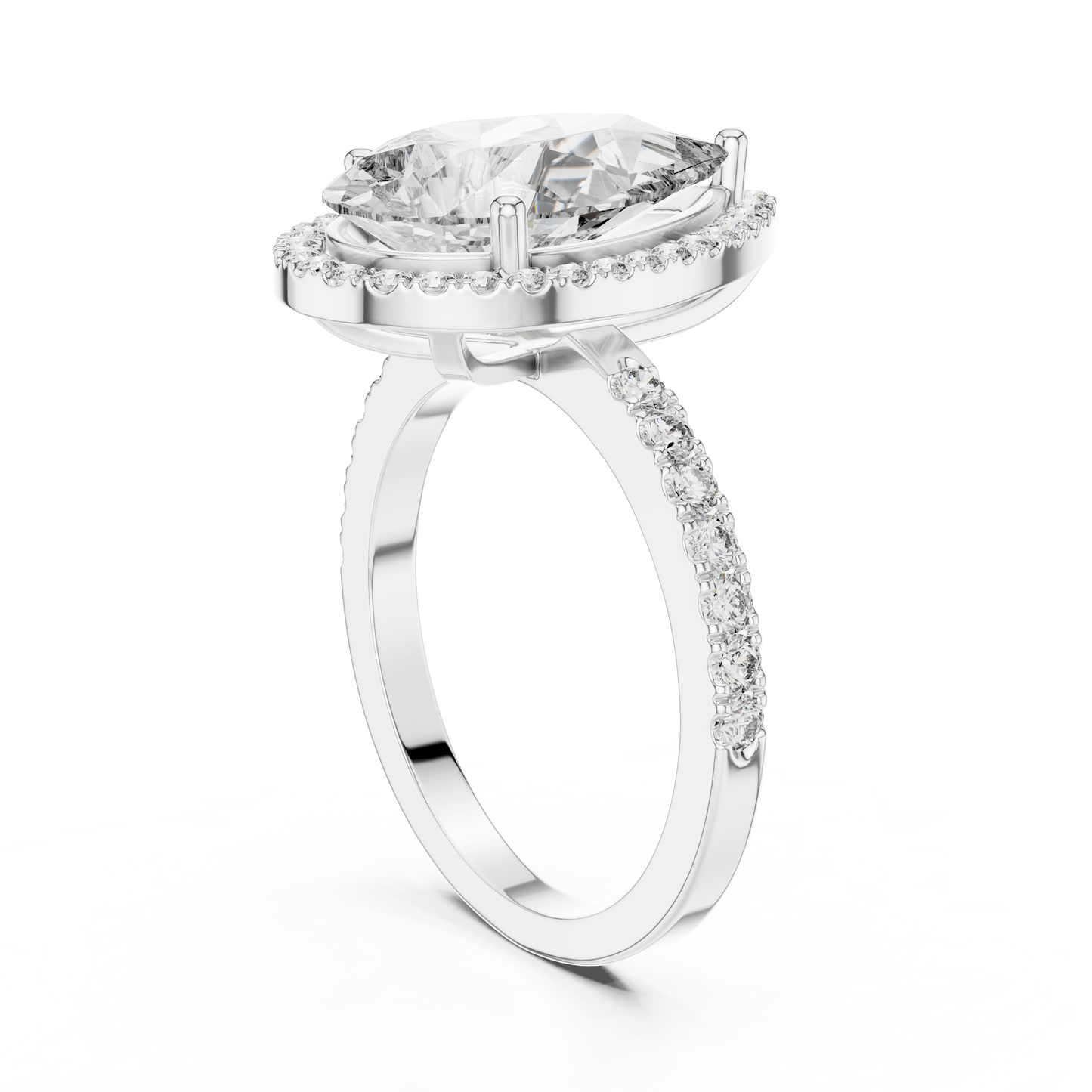 Lab Diamond Pear Cut Halo Engagement RIng