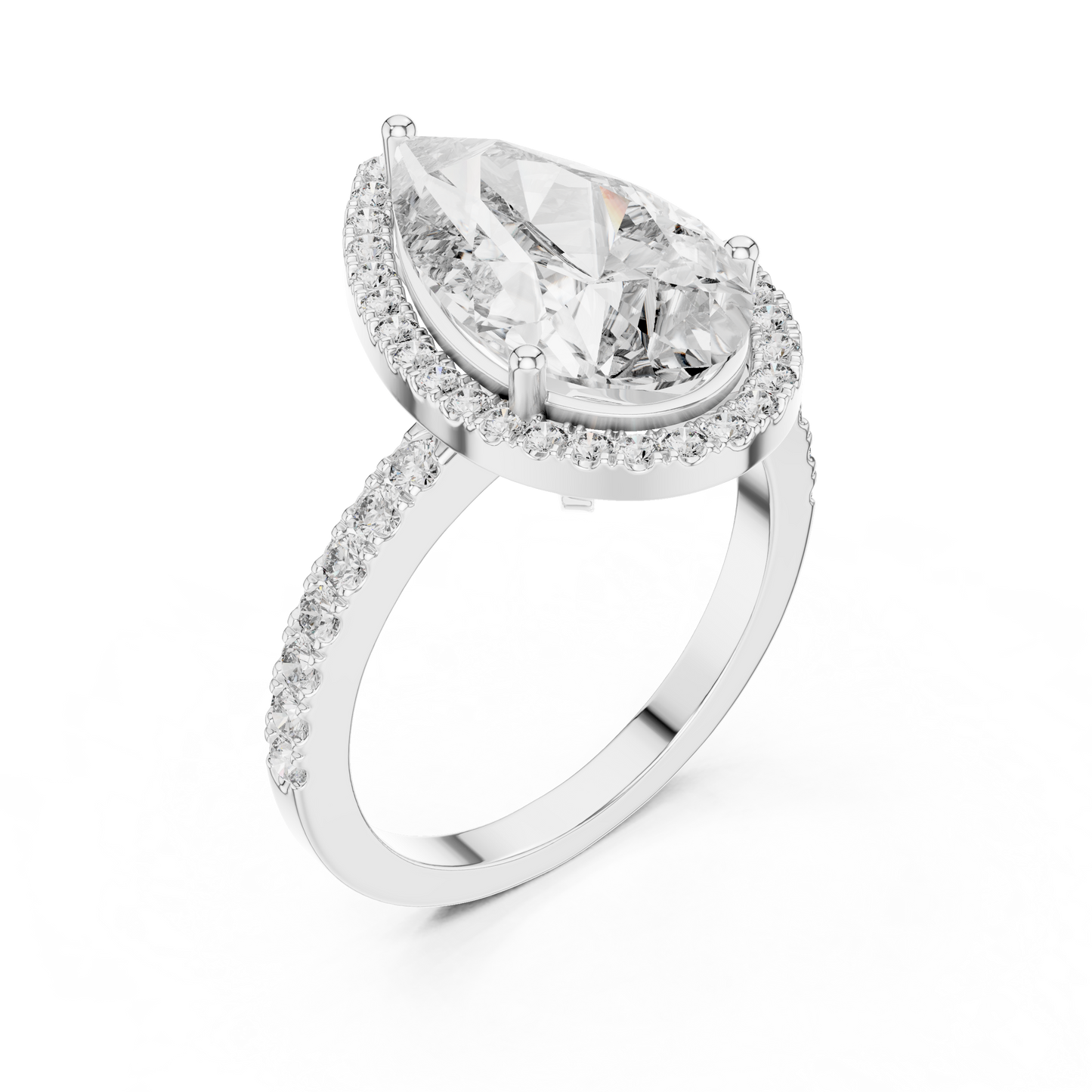 Lab Diamond Pear Cut Halo Engagement RIng