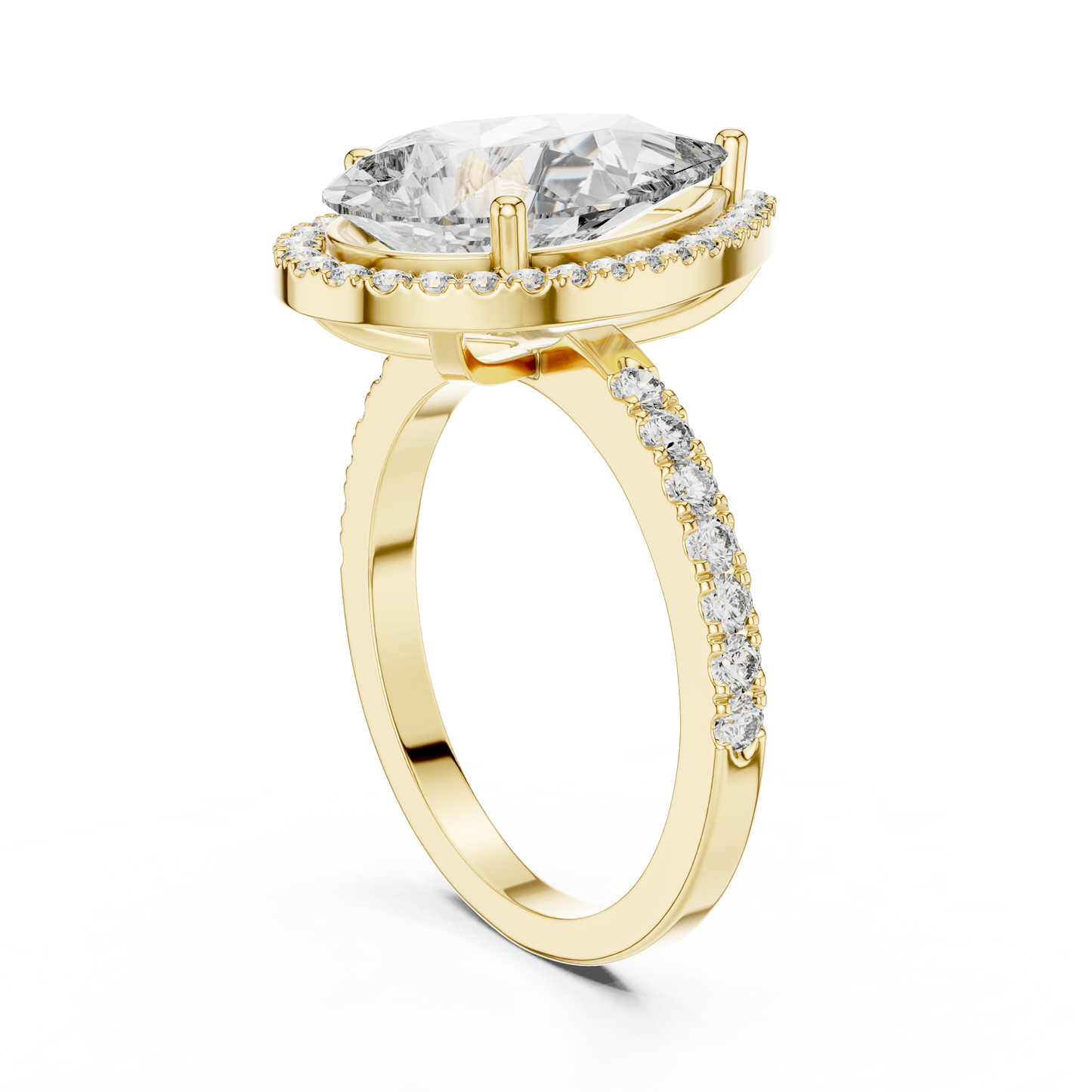 Lab Diamond Pear Cut Halo Engagement RIng