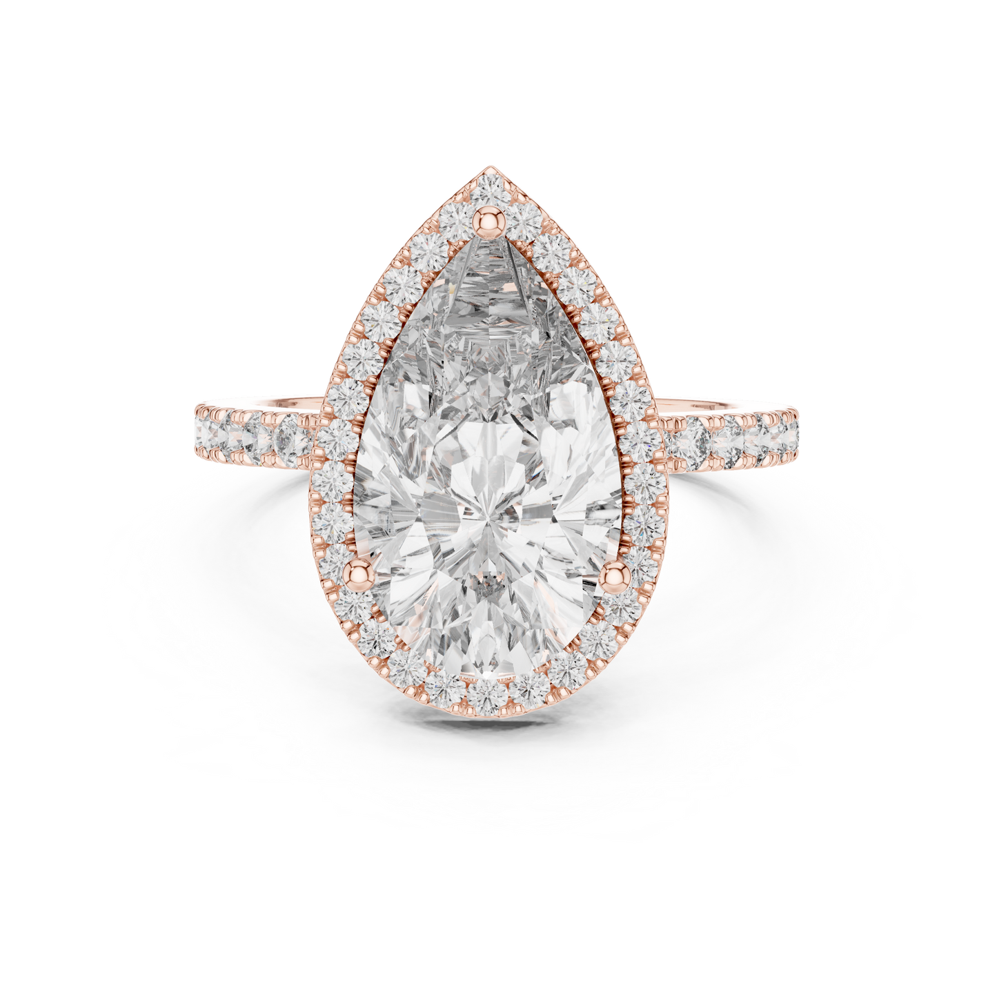 Lab Diamond Pear Cut Halo Engagement RIng