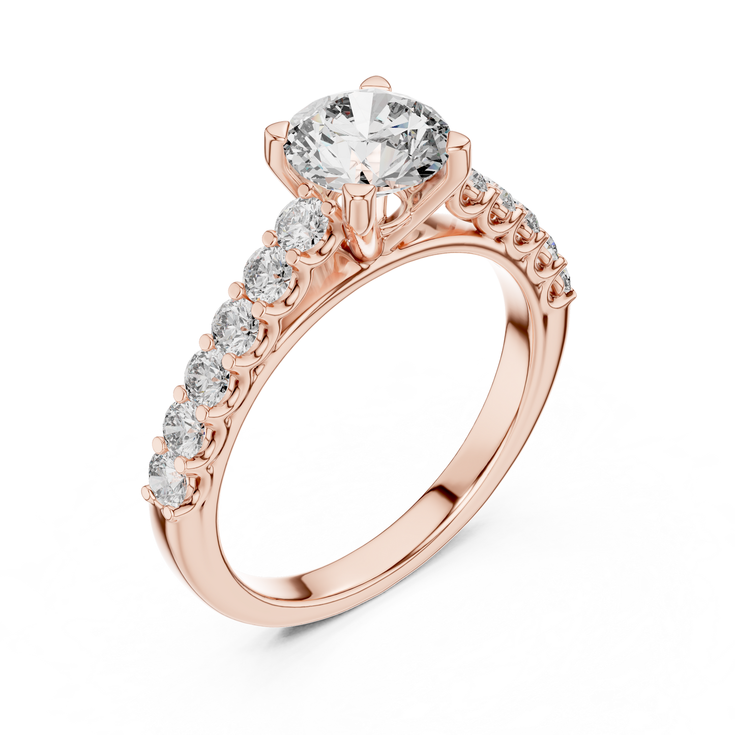 Round Cut Diamond Solitaire Accent Engagement Ring