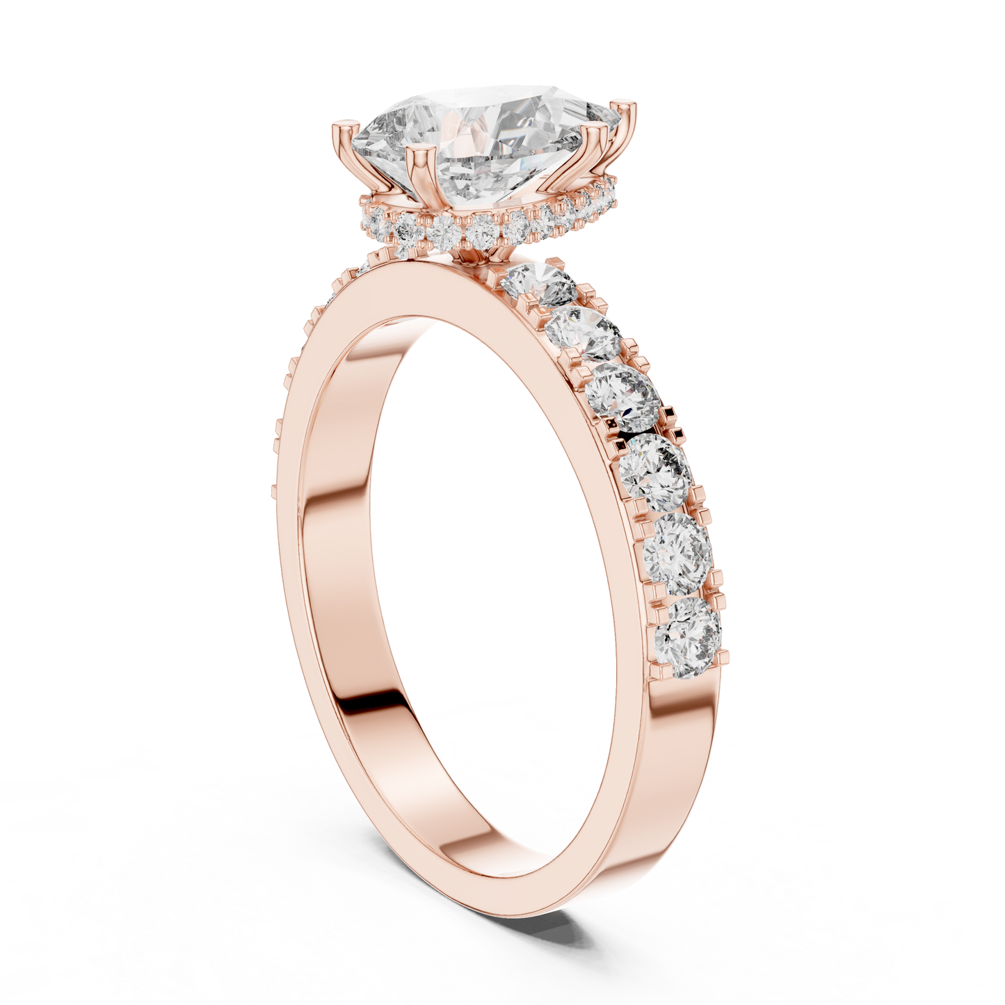 Lab Diamond Hidden Halo Pear Engagement Ring