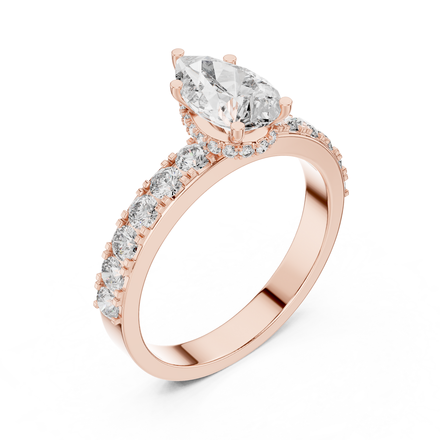 Lab Diamond Hidden Halo Pear Engagement Ring