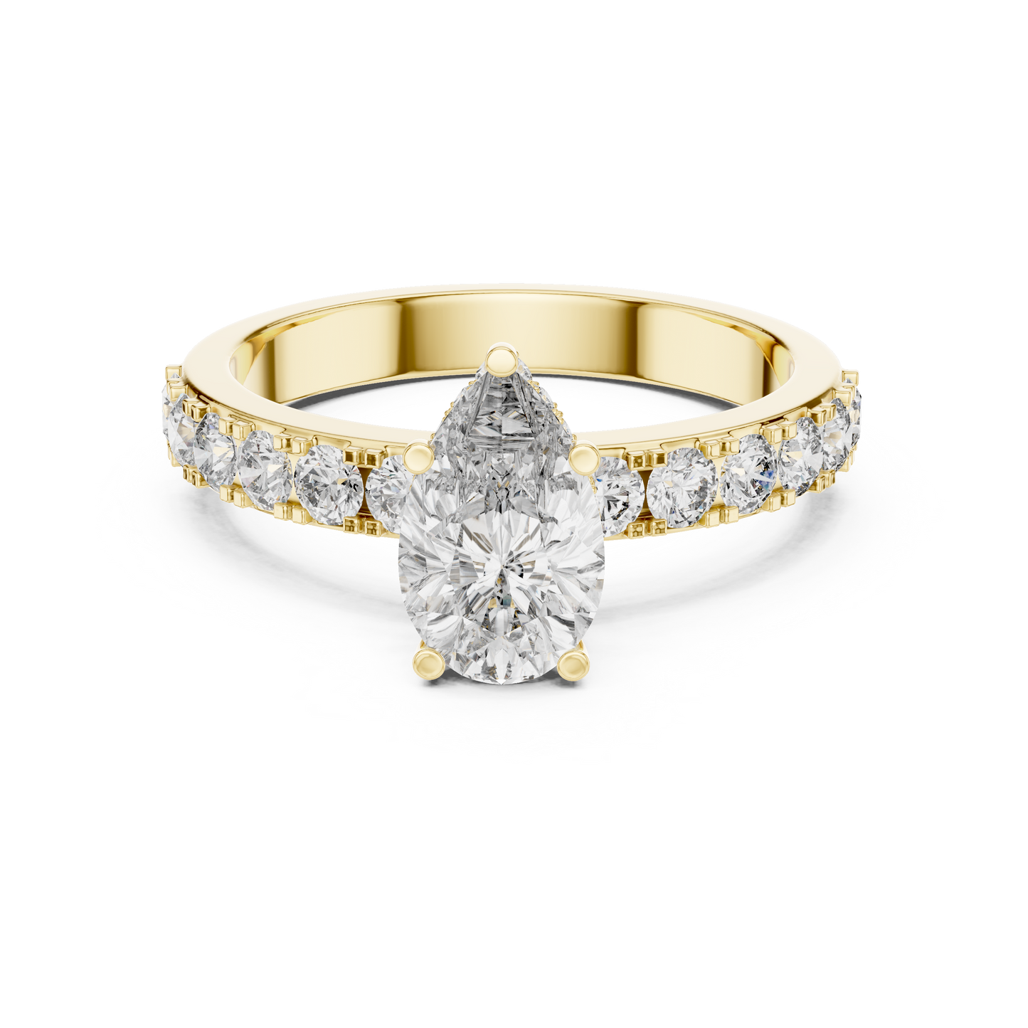 Lab Diamond Hidden Halo Pear Engagement Ring