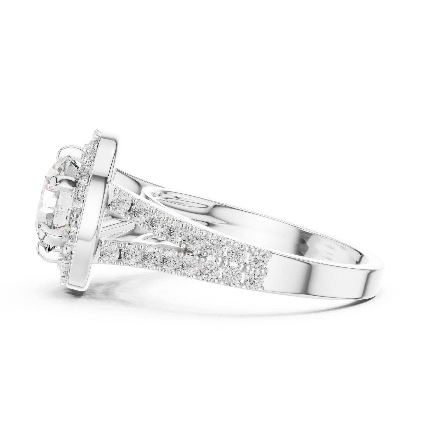 Lab Diamond Round Cut Double Shank Engagement Ring