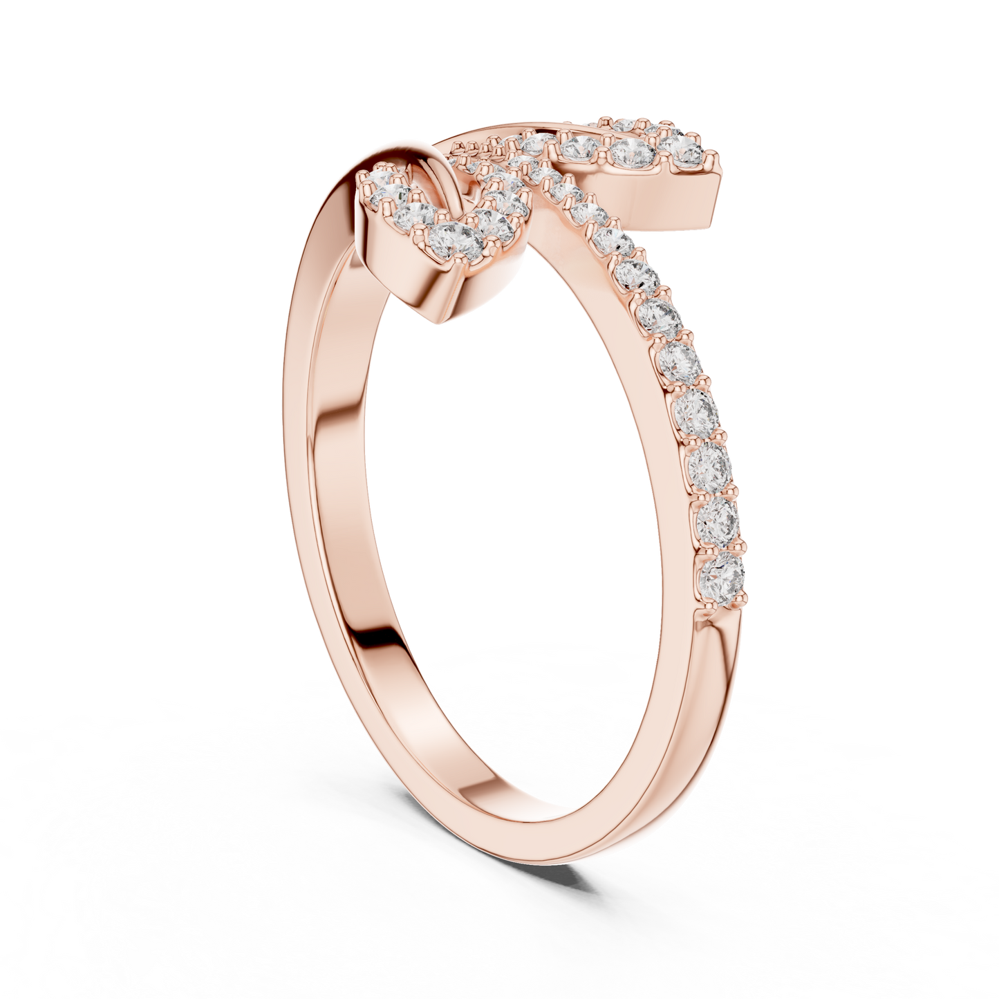 Leaf Inspired Round Cut Diamoond Engagement Ring