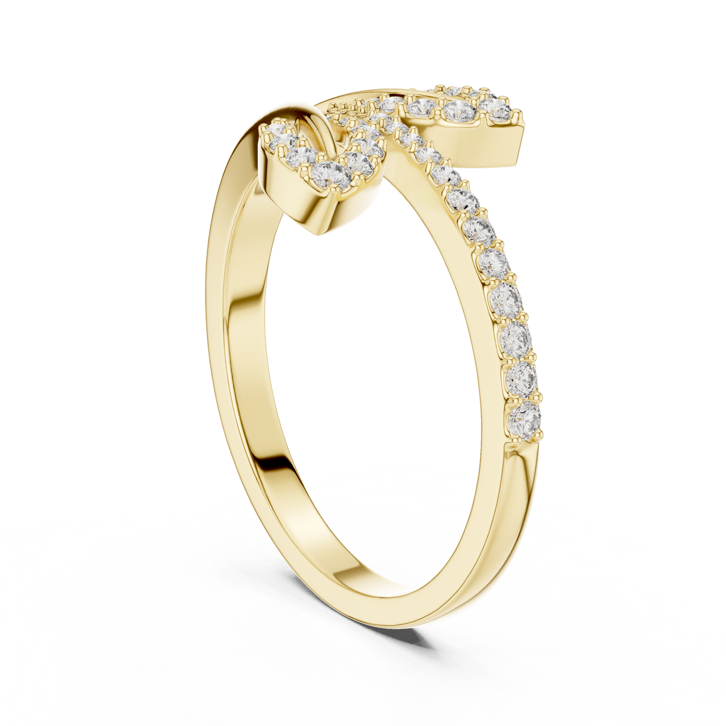 Leaf Inspired Round Cut Diamoond Engagement Ring