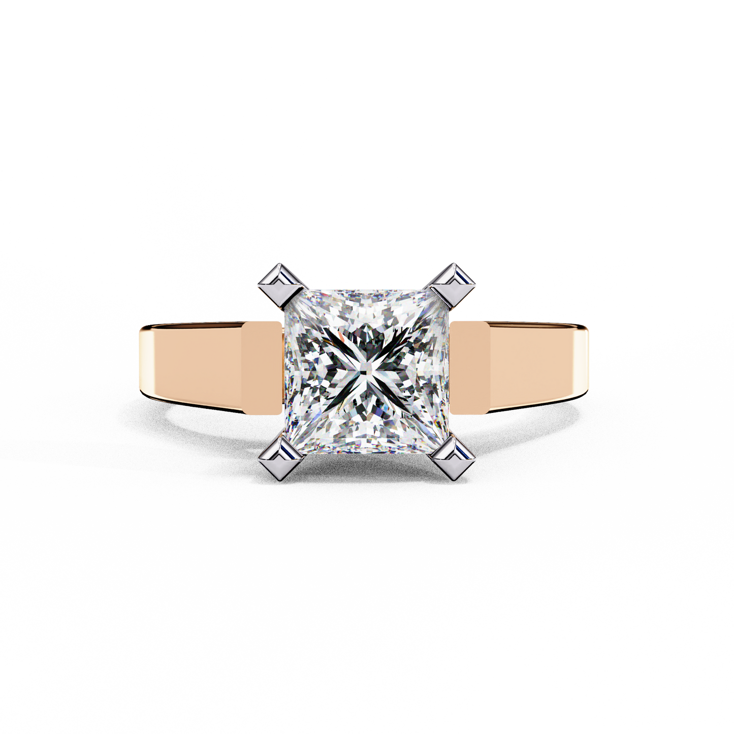 Princess Cut Lab Diamond Open Gallery Solitaire Ring