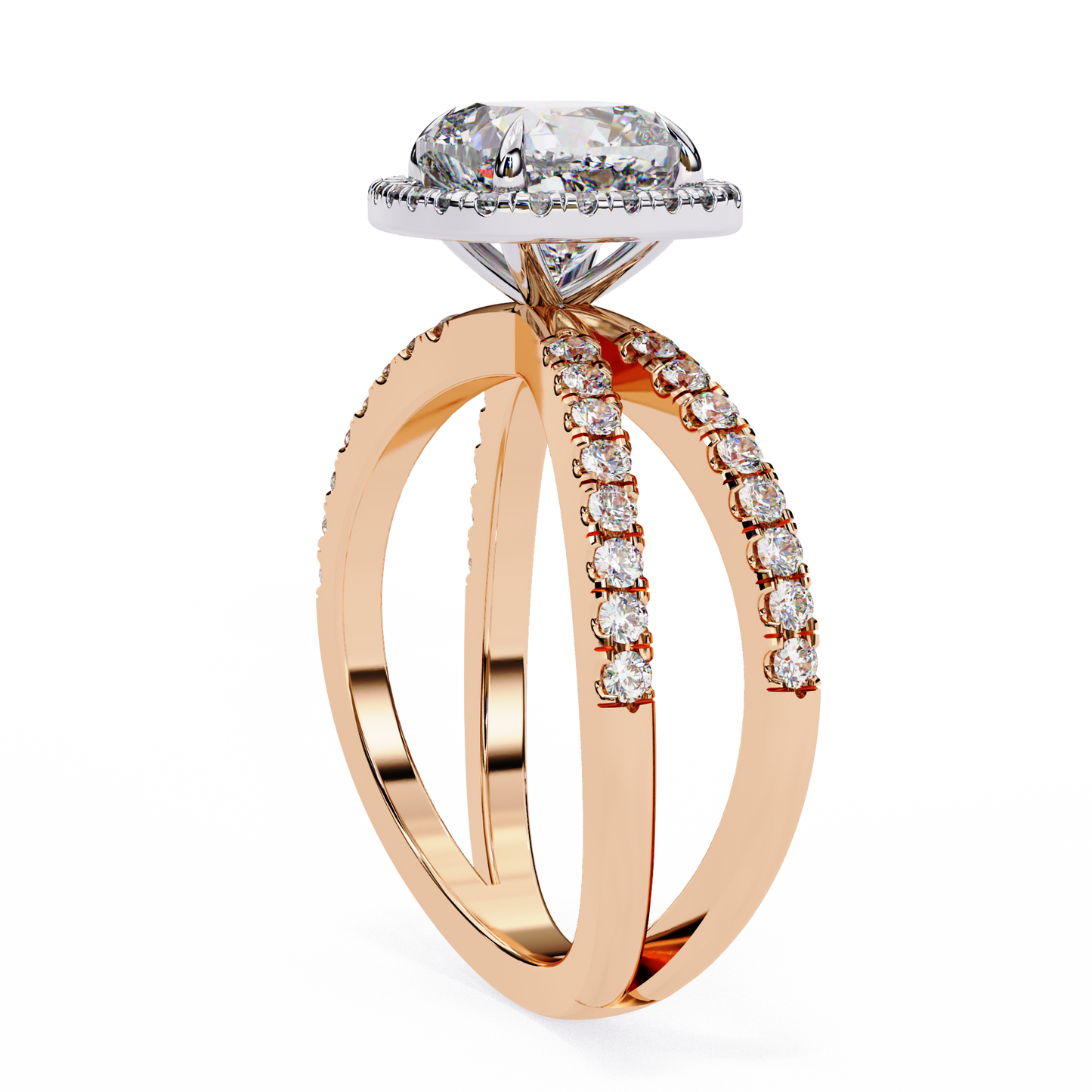 Cushion Cut Lab Diamond Split Shank Engagement Ring