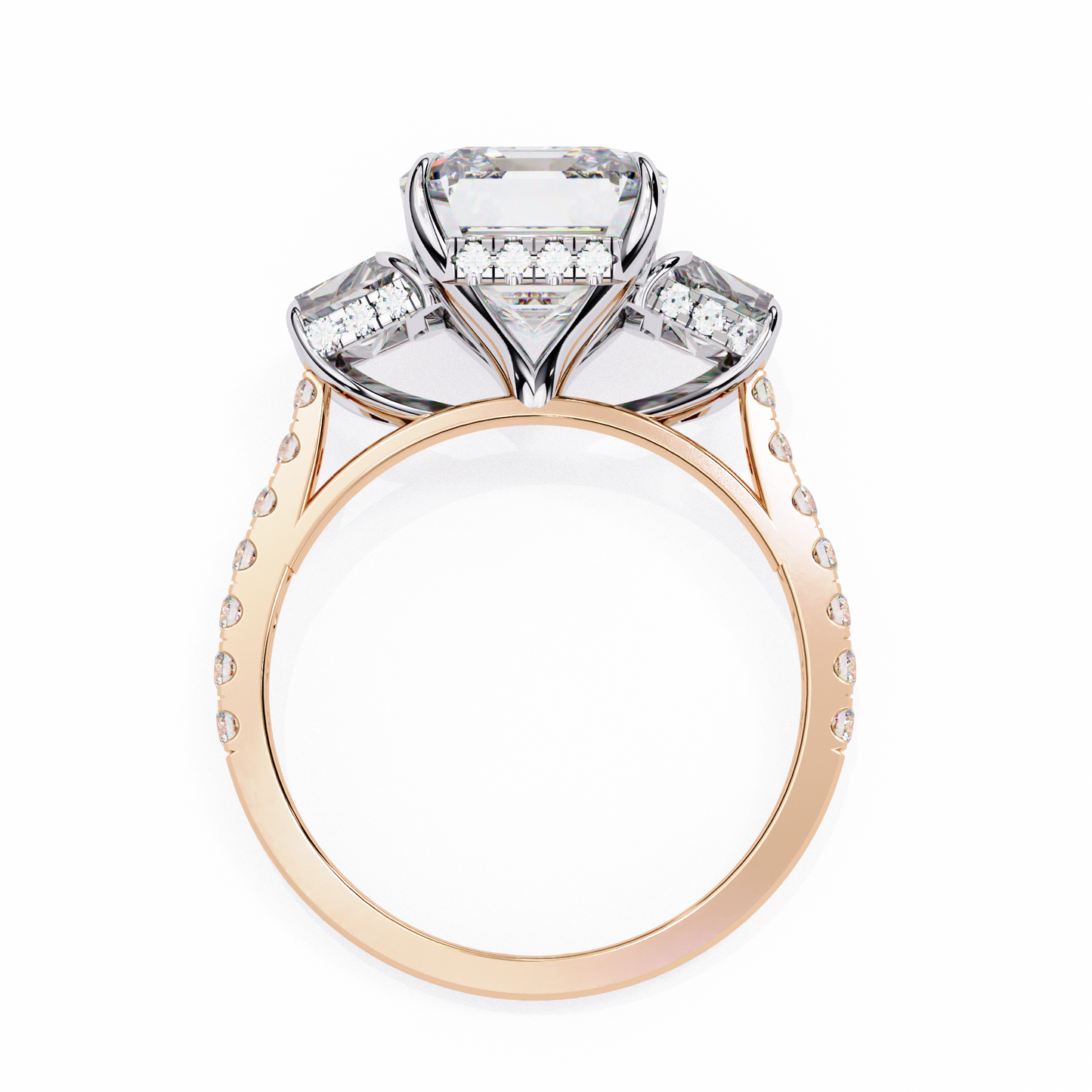 Emerald Cut Lab Diamond Three Stone Ring