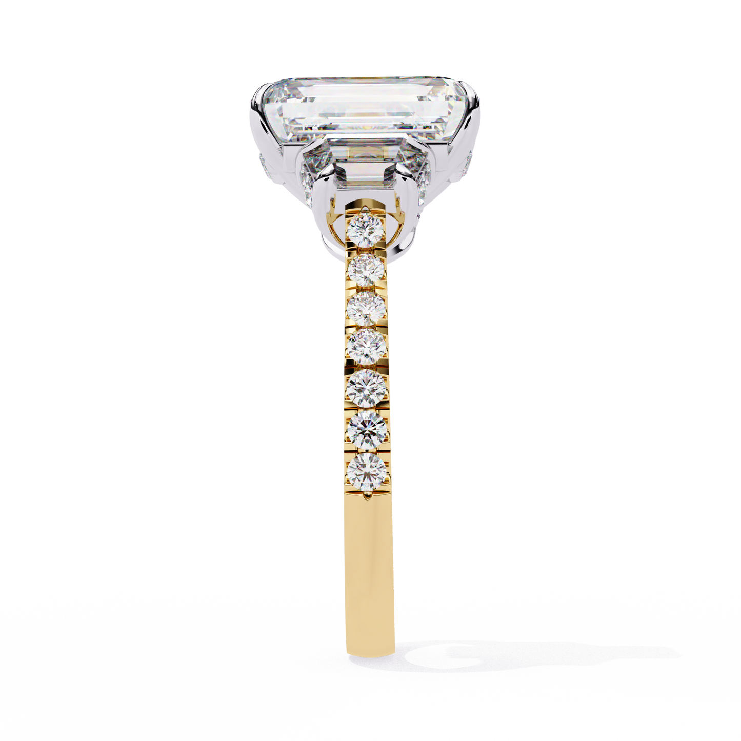 Emerald Cut Lab Diamond Three Stone Ring