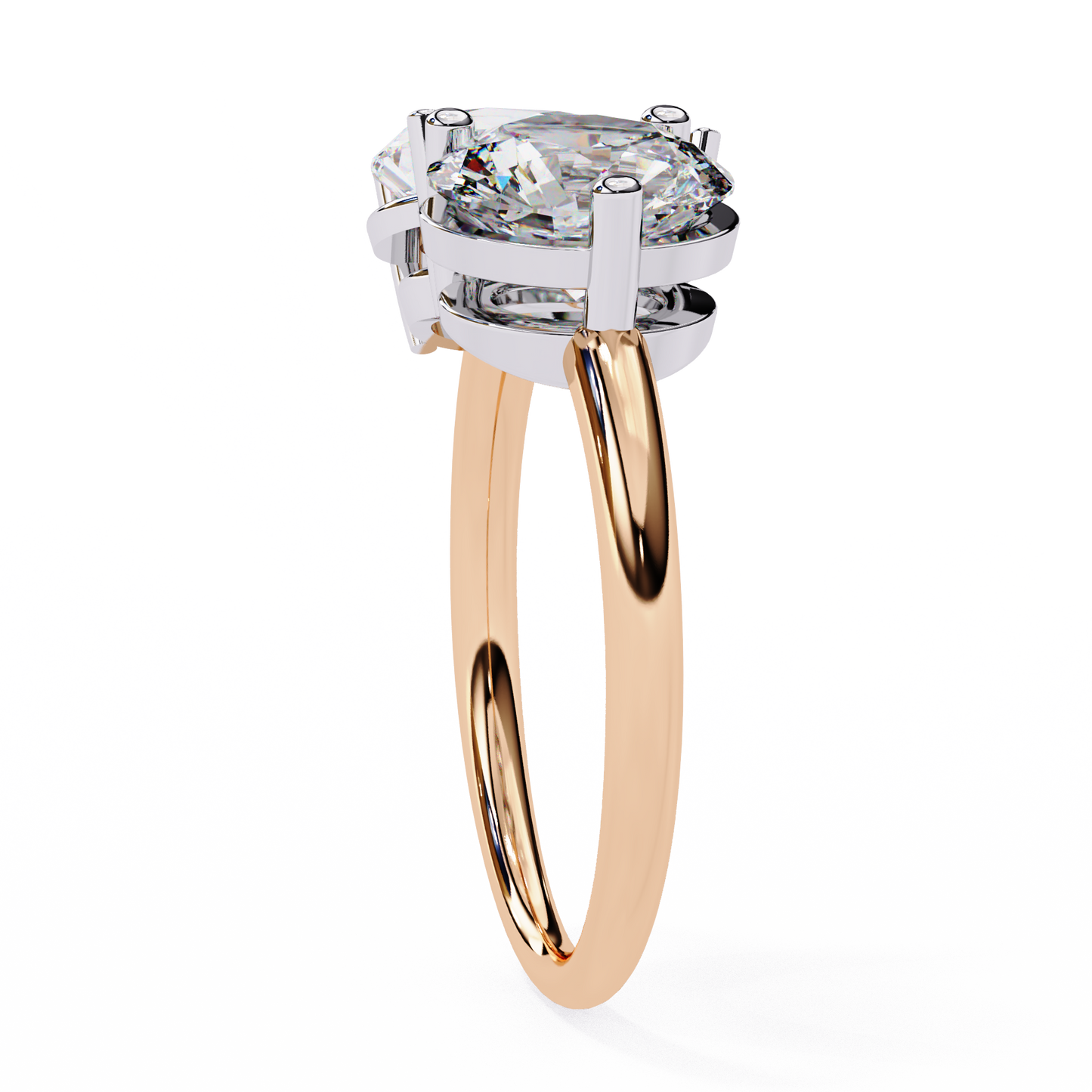 Round And Pear cut Lab Diamond Two Stone Ring