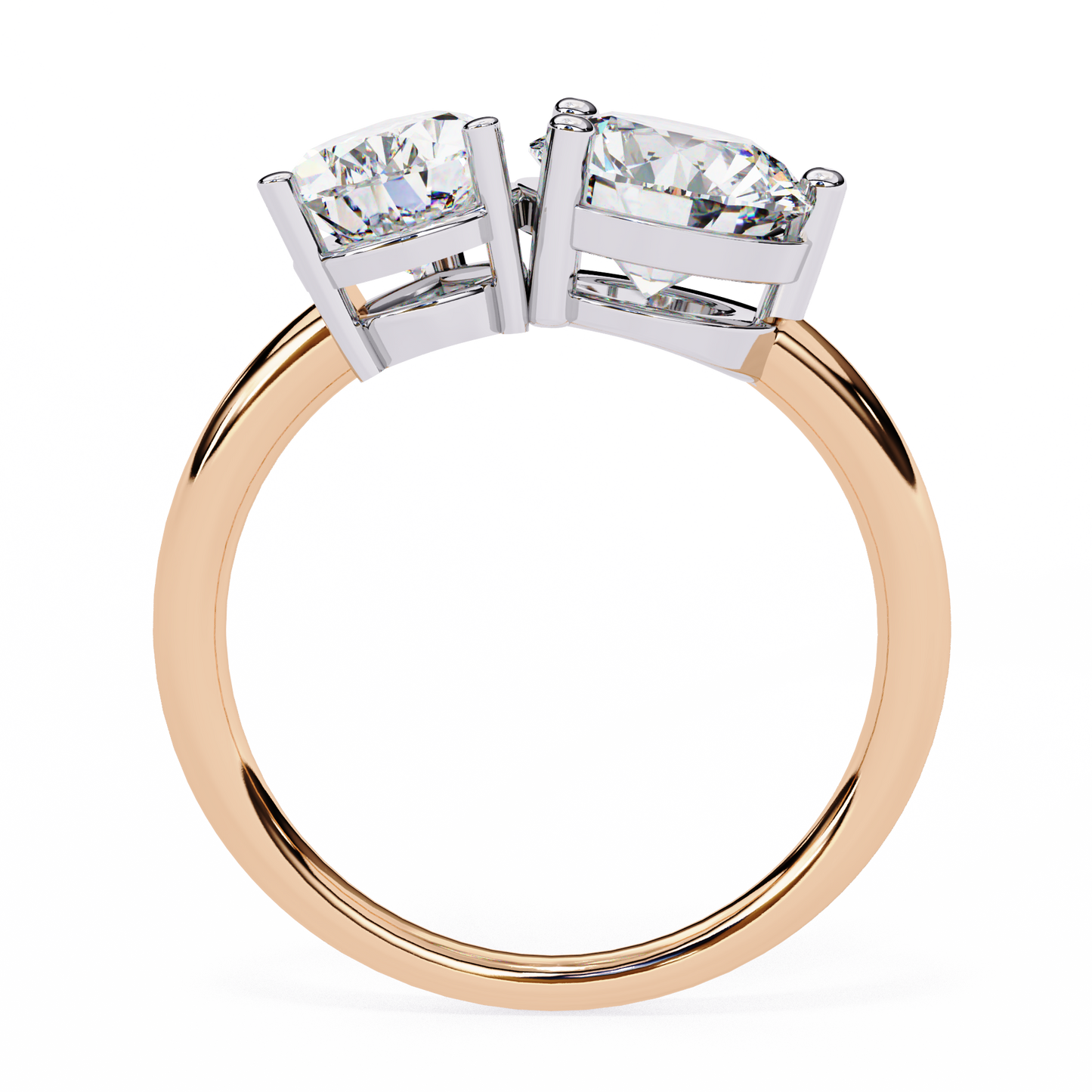 Round And Pear cut Lab Diamond Two Stone Ring