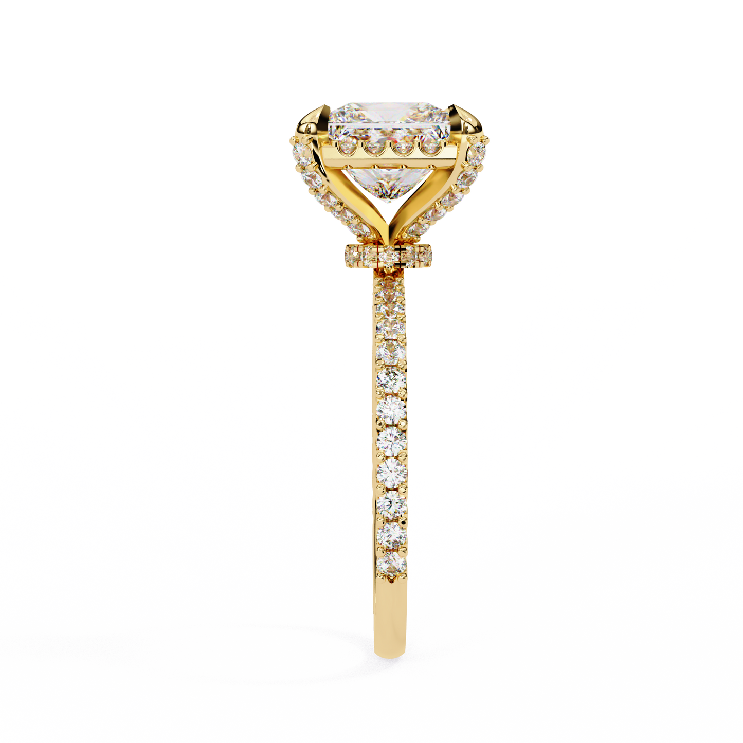 Princess and Round Diamond Halo Solitaire Ring